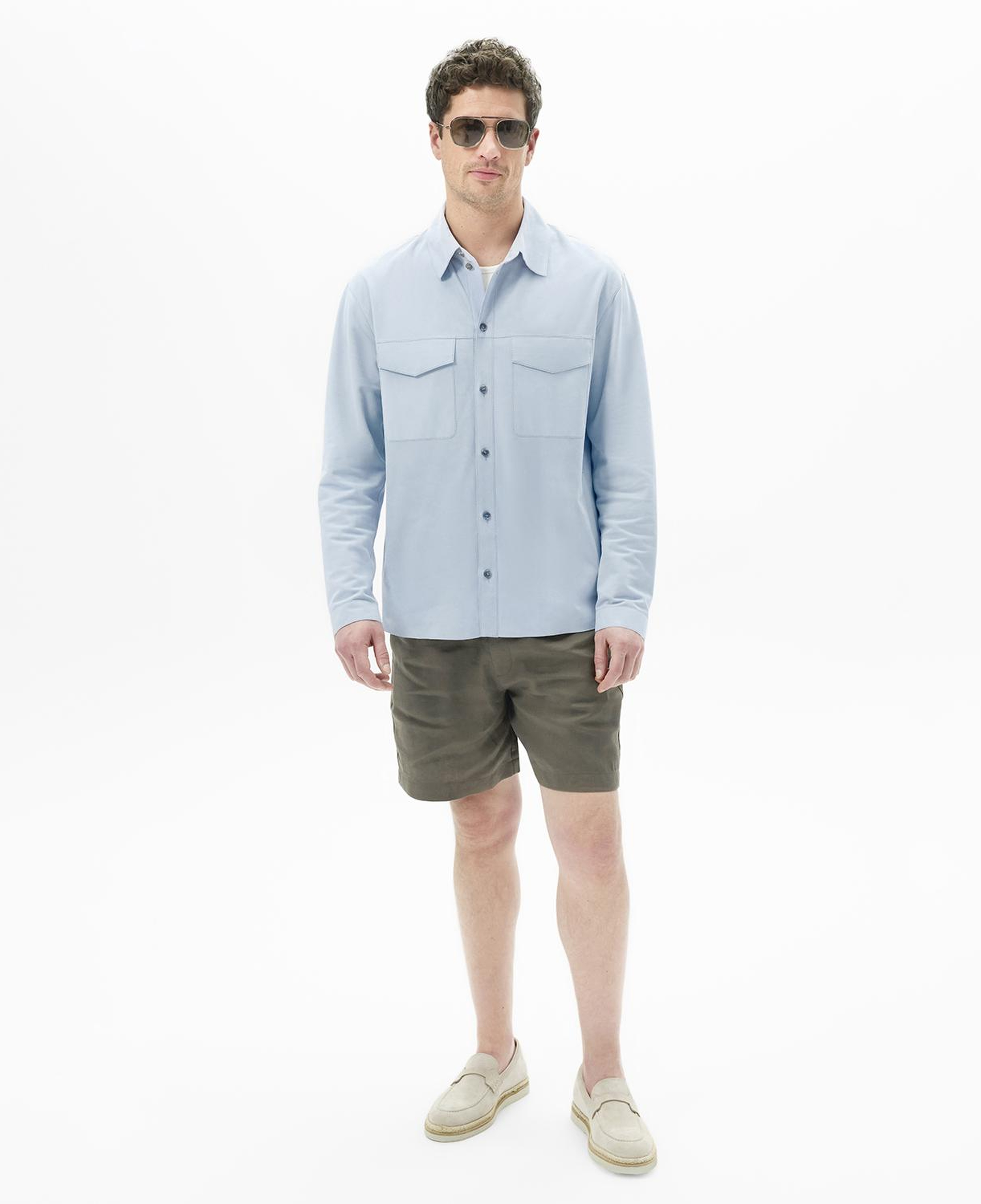 Erkek Mavi Süet Gömlek