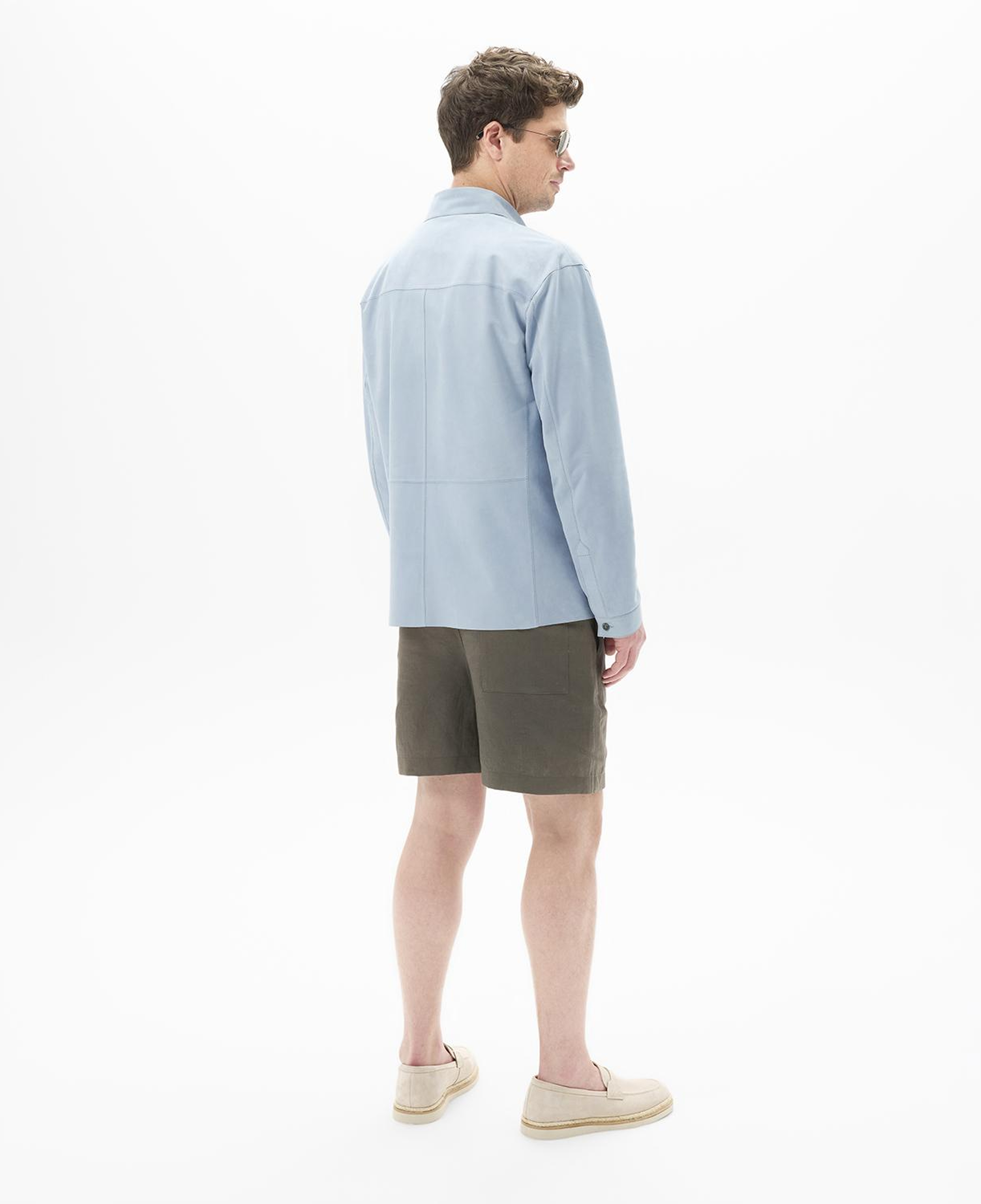 Erkek Mavi Süet Gömlek