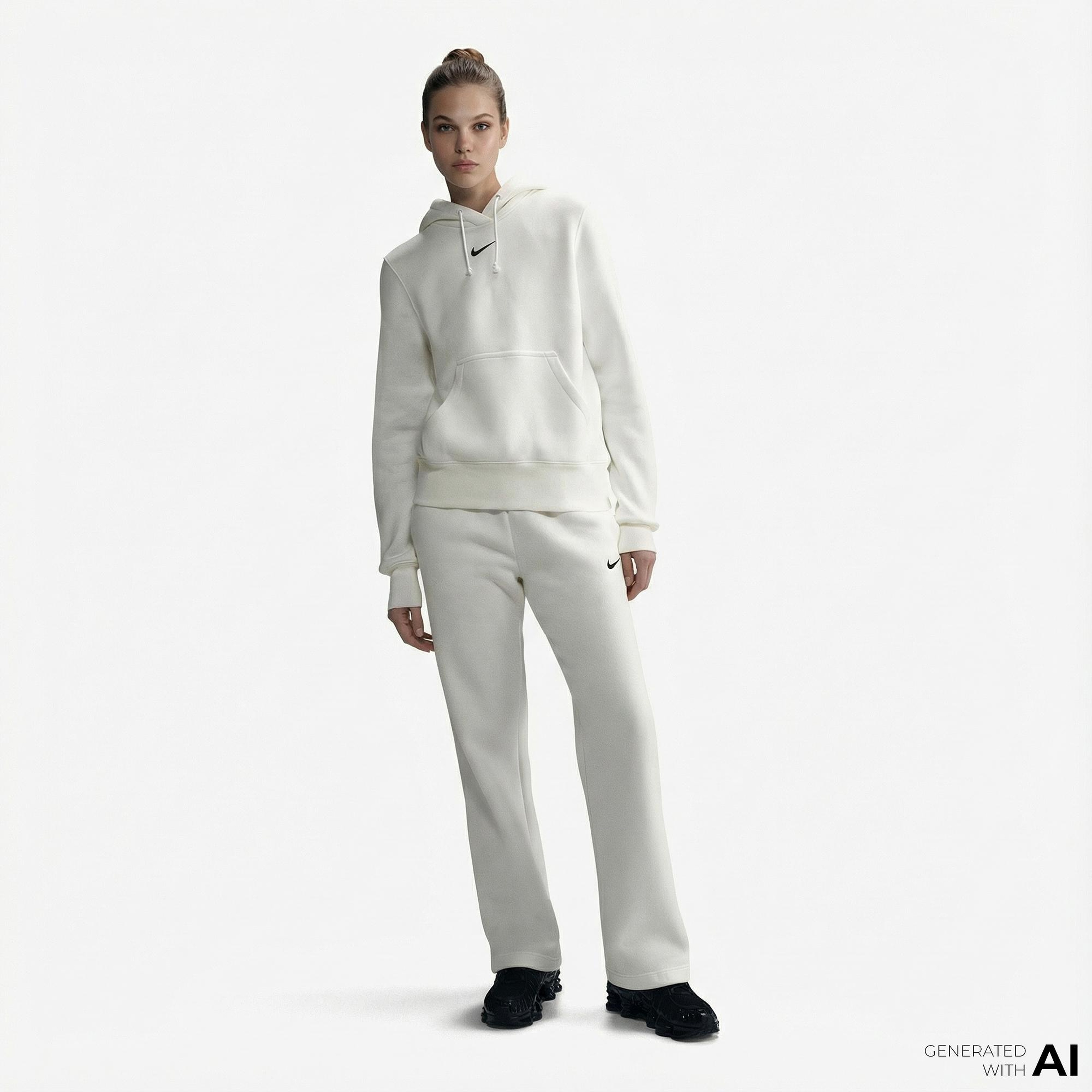 Nike Sportswear Phoenix Fleece Kadın Beyaz Kapüşonlu Hoodie