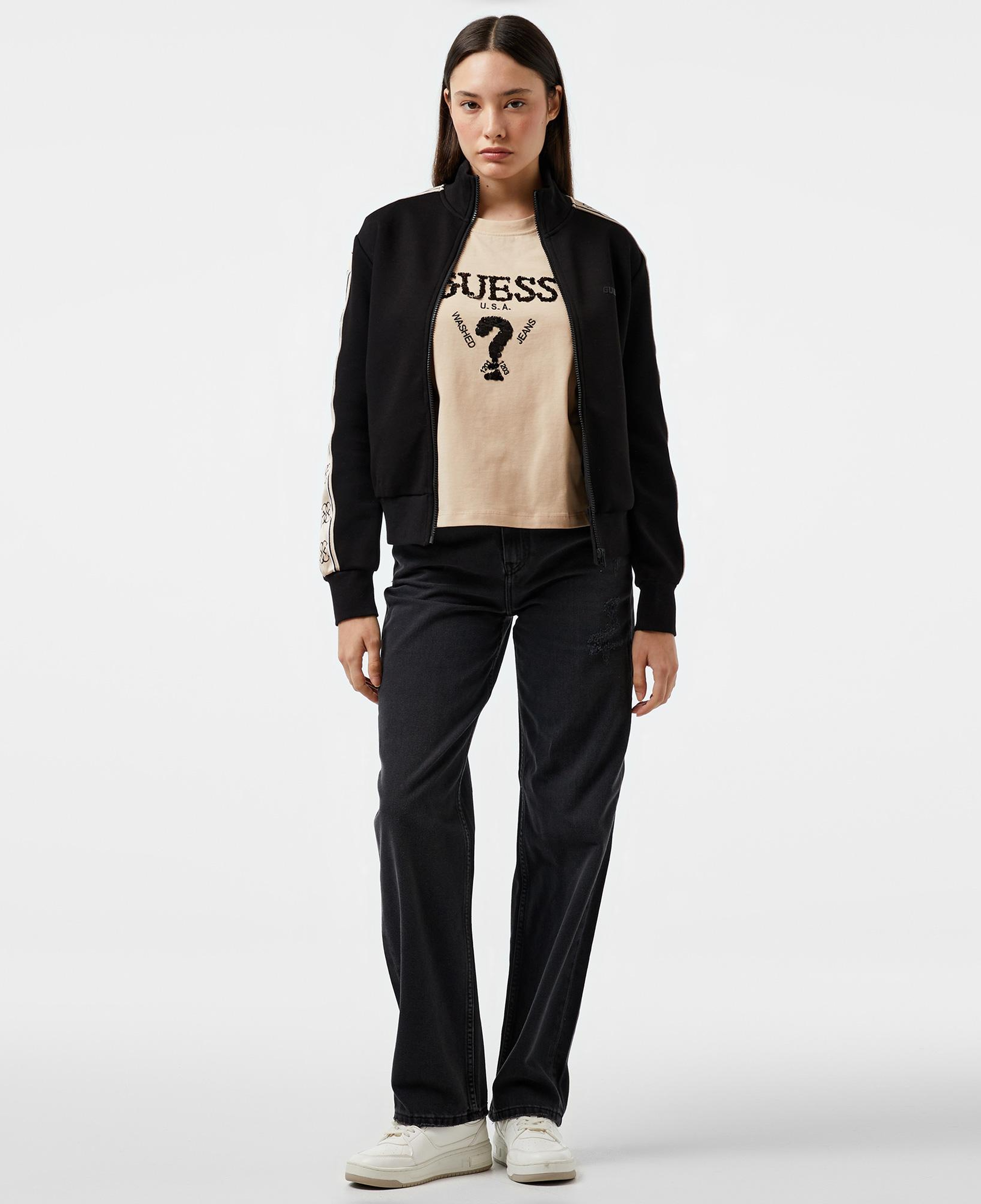 Guess Britney Punto Kadın Siyah Sweatshirt