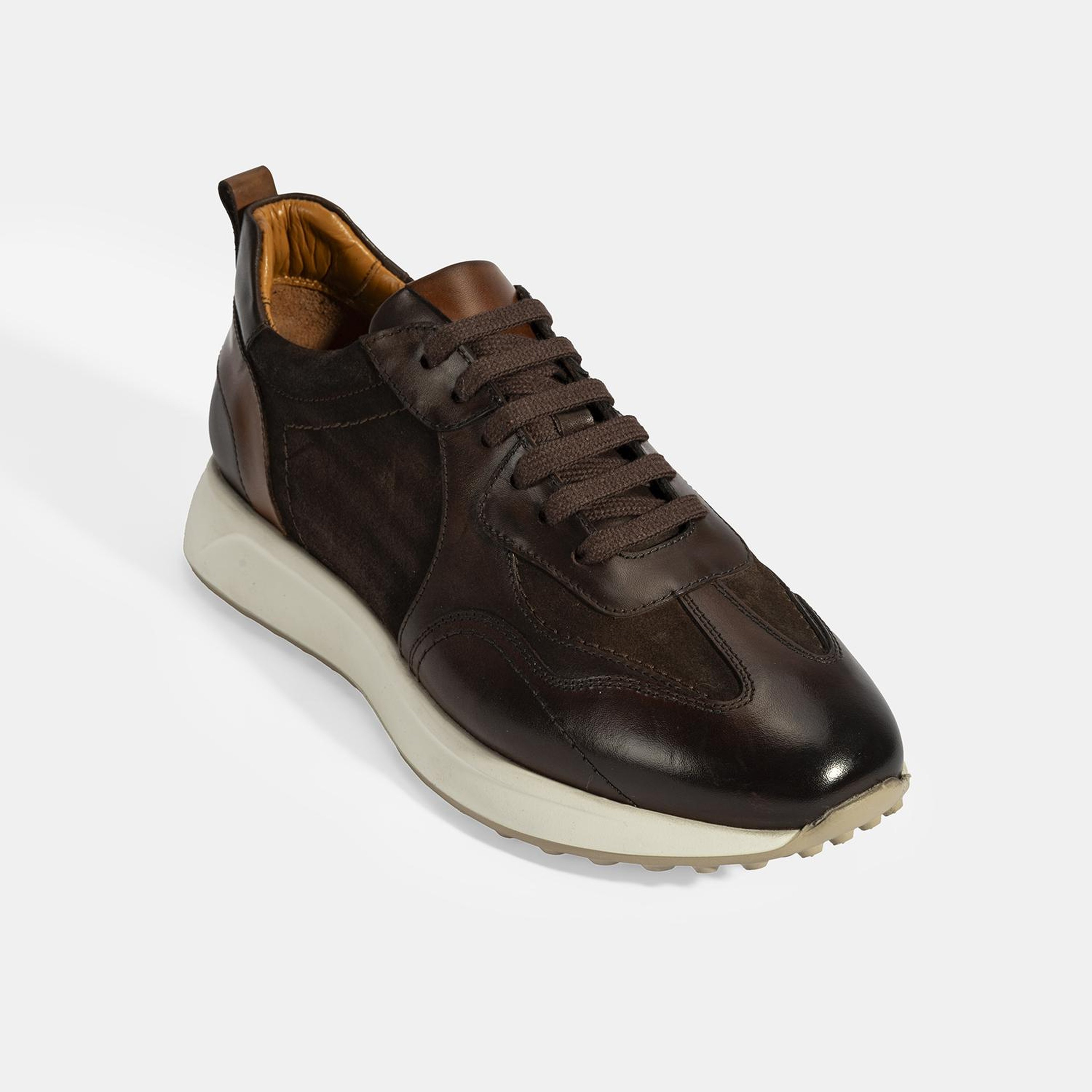 Erkek Kahve Bağcıklı Deri Spor Ayakkabı