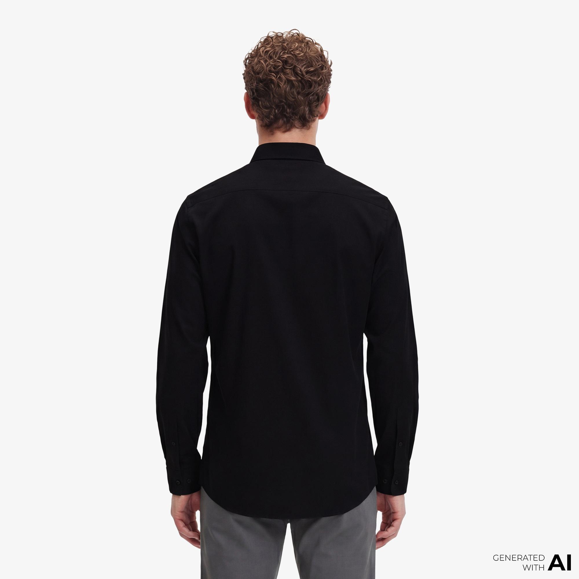 Calvin Klein Solid Stretch Classic Erkek Siyah Gömlek