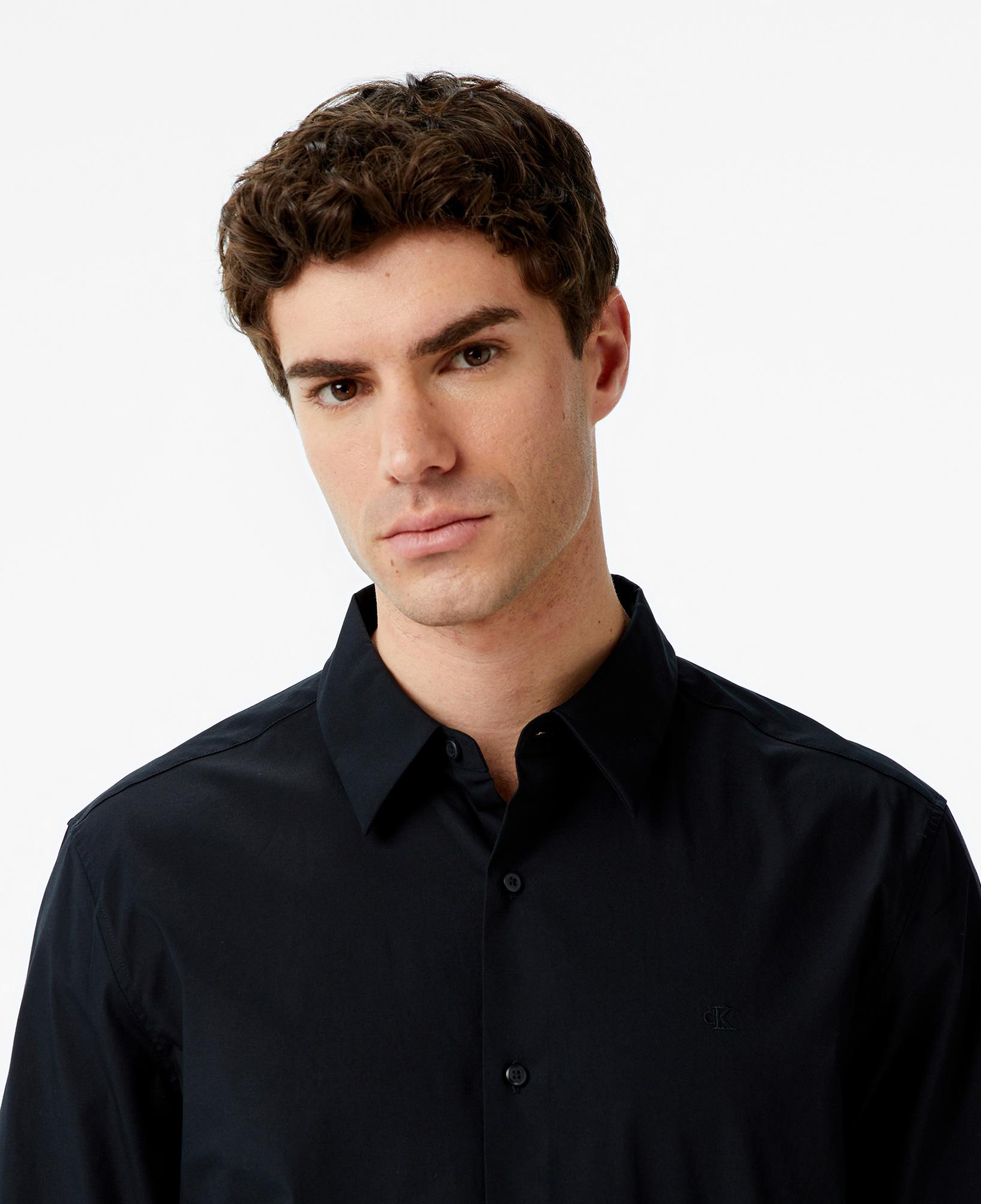 Calvin Klein Solid Stretch Classic Erkek Siyah Gömlek