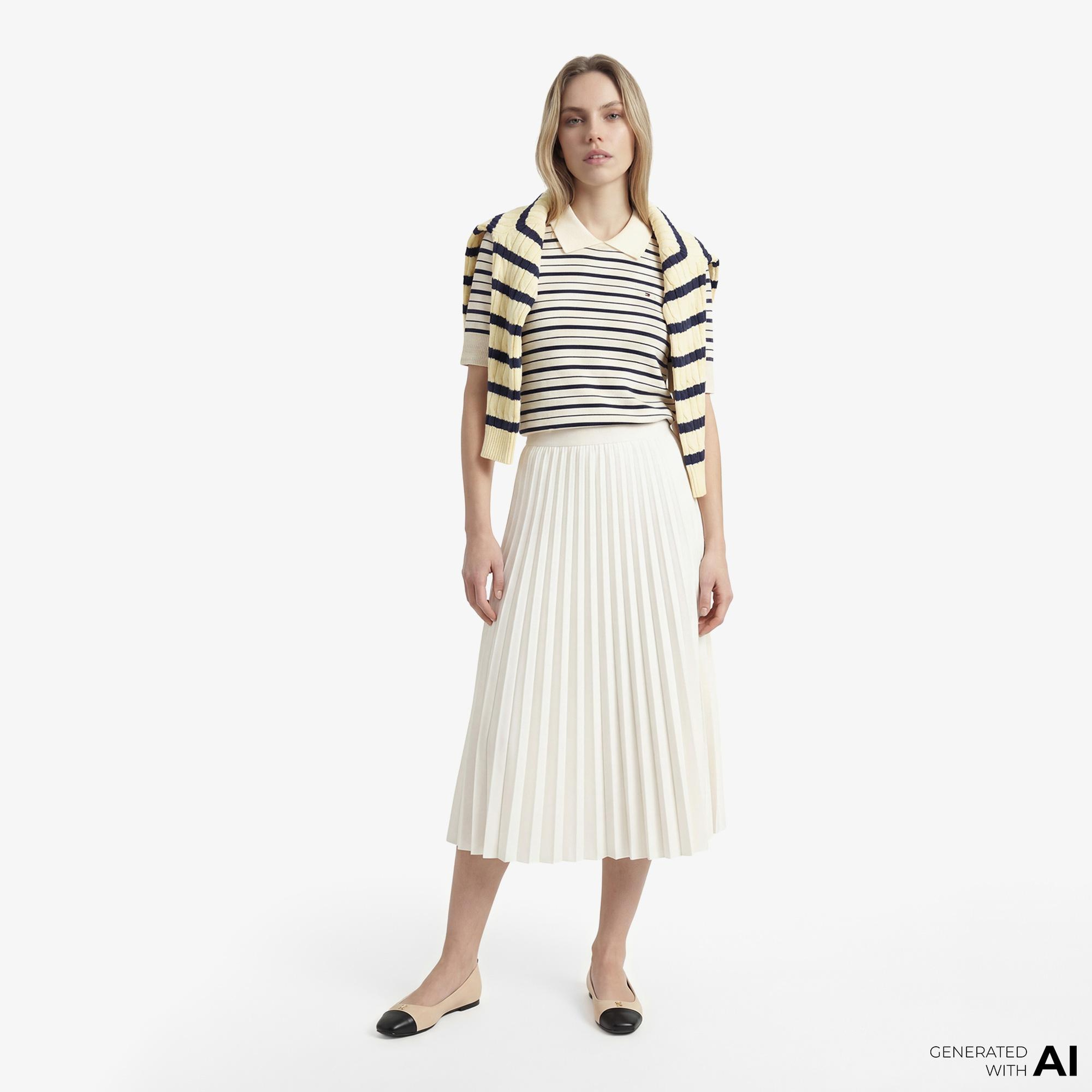 Tommy Hilfiger Jersey Fine Kadın Renkli Triko