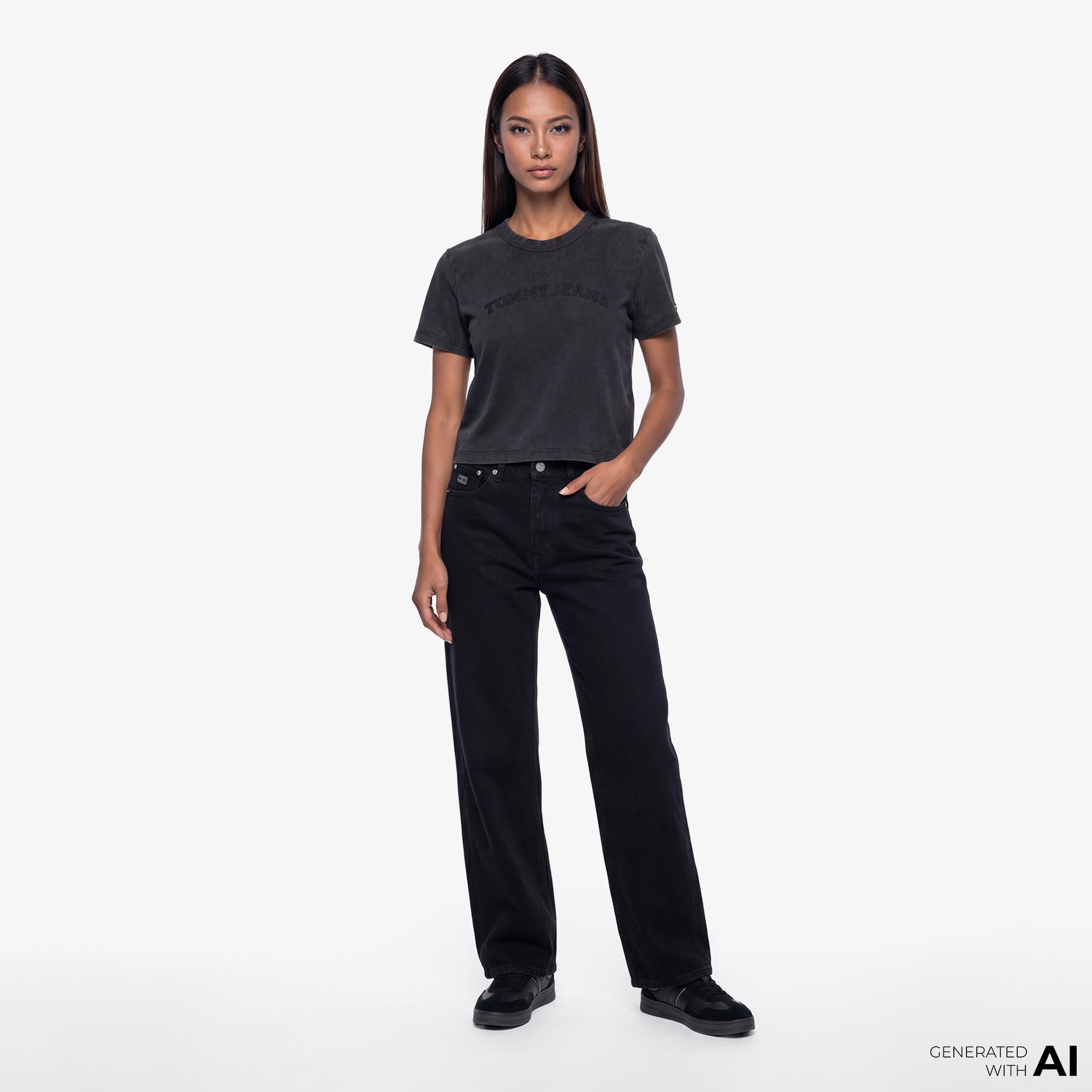 Tommy Hilfiger Varsity Prep Kadın Siyah T-Shirt