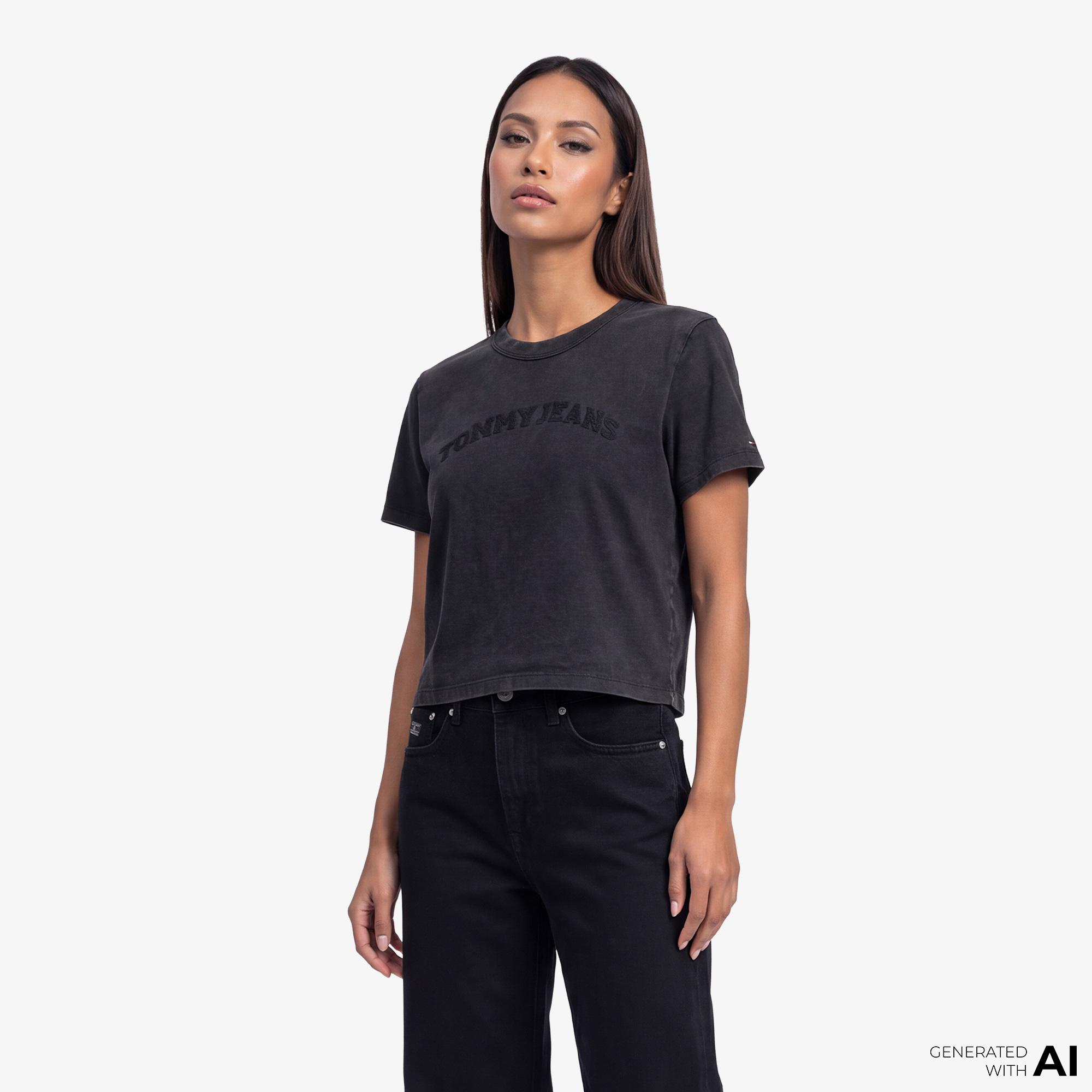 Tommy Hilfiger Varsity Prep Kadın Siyah T-Shirt