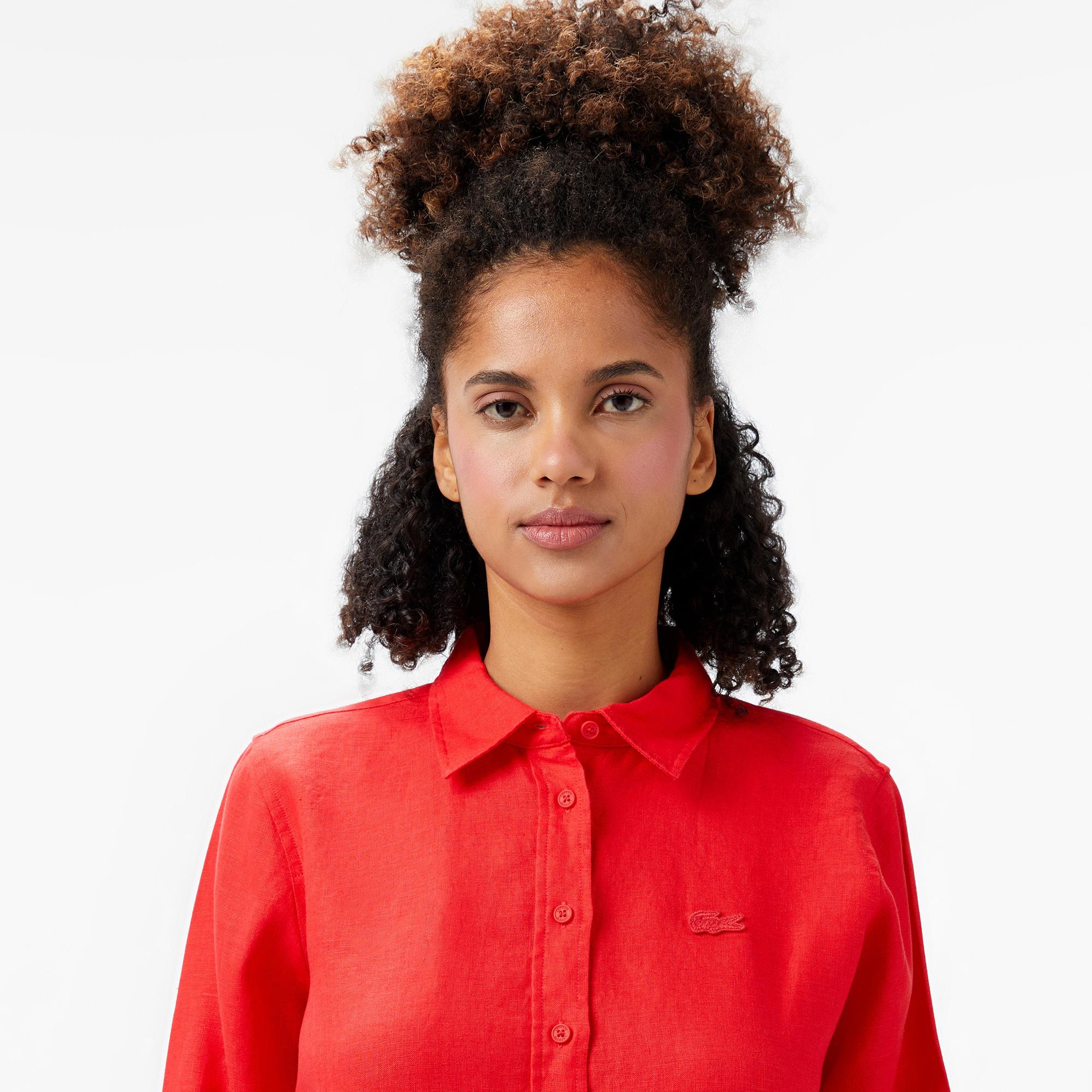 Lacoste Kadın Relaxed Fit Kırmızı Gömlek