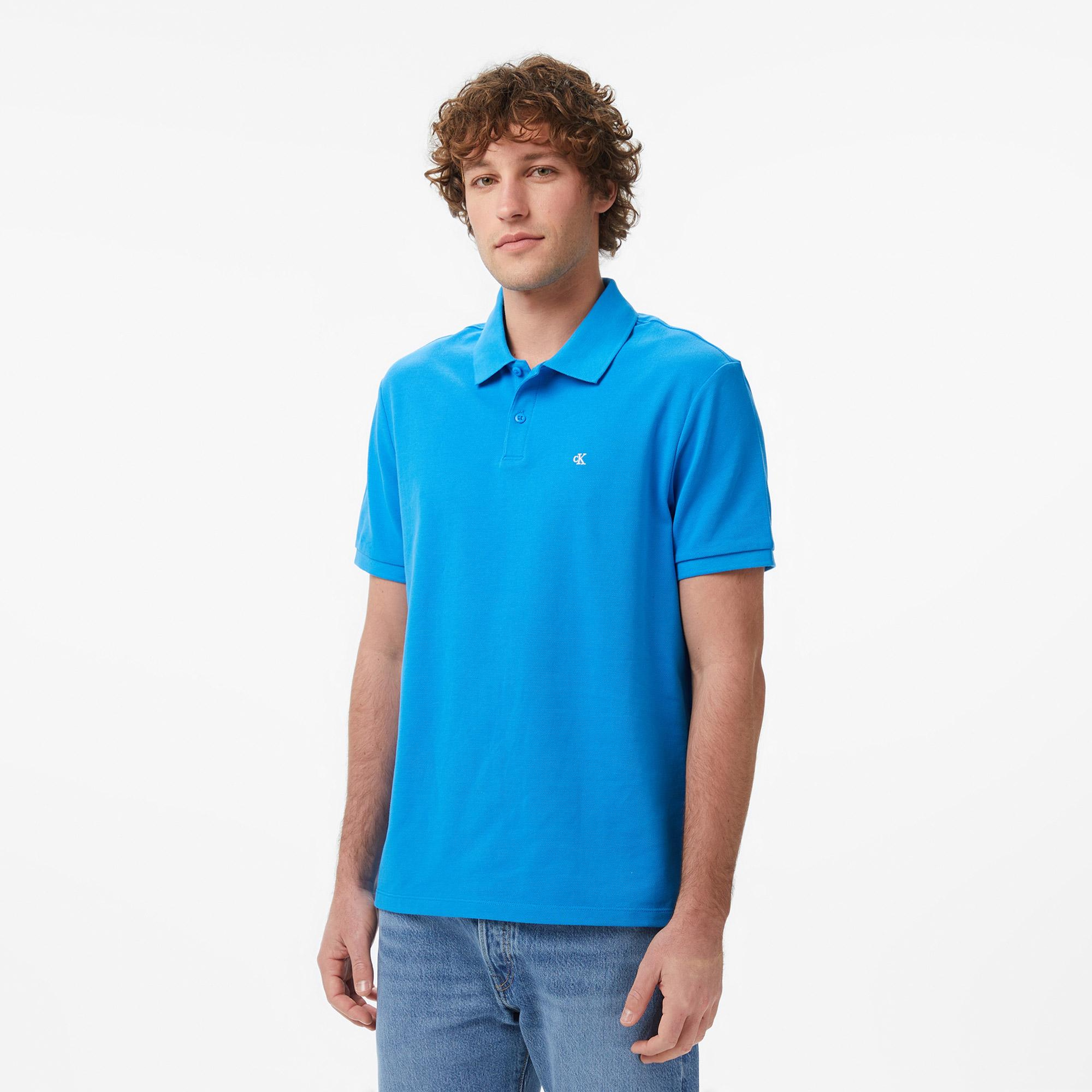 Calvin Klein Monogram Pique Erkek Mavi Polo