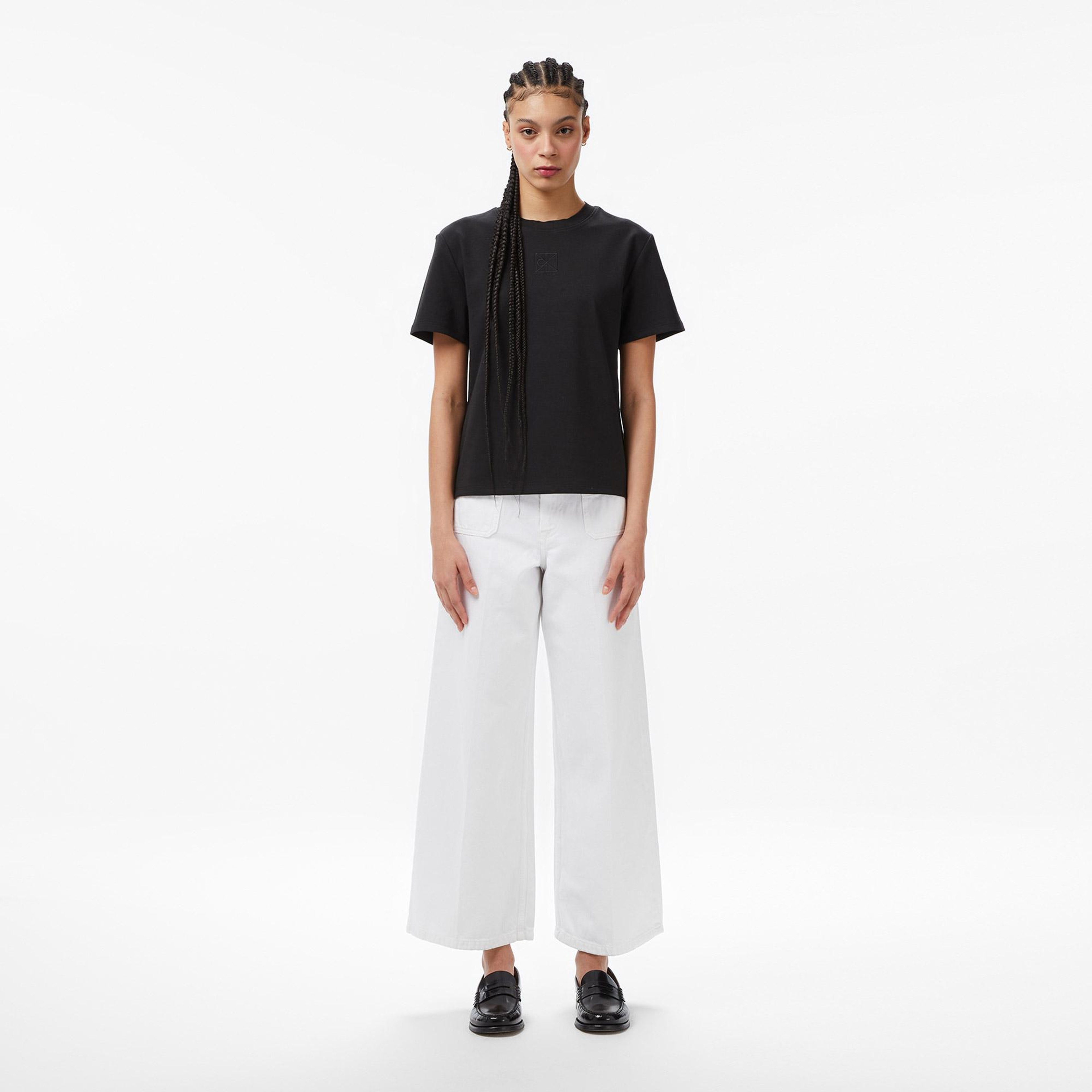 Calvin Klein Interlock Emblem Mock Kadın Siyah T-Shirt