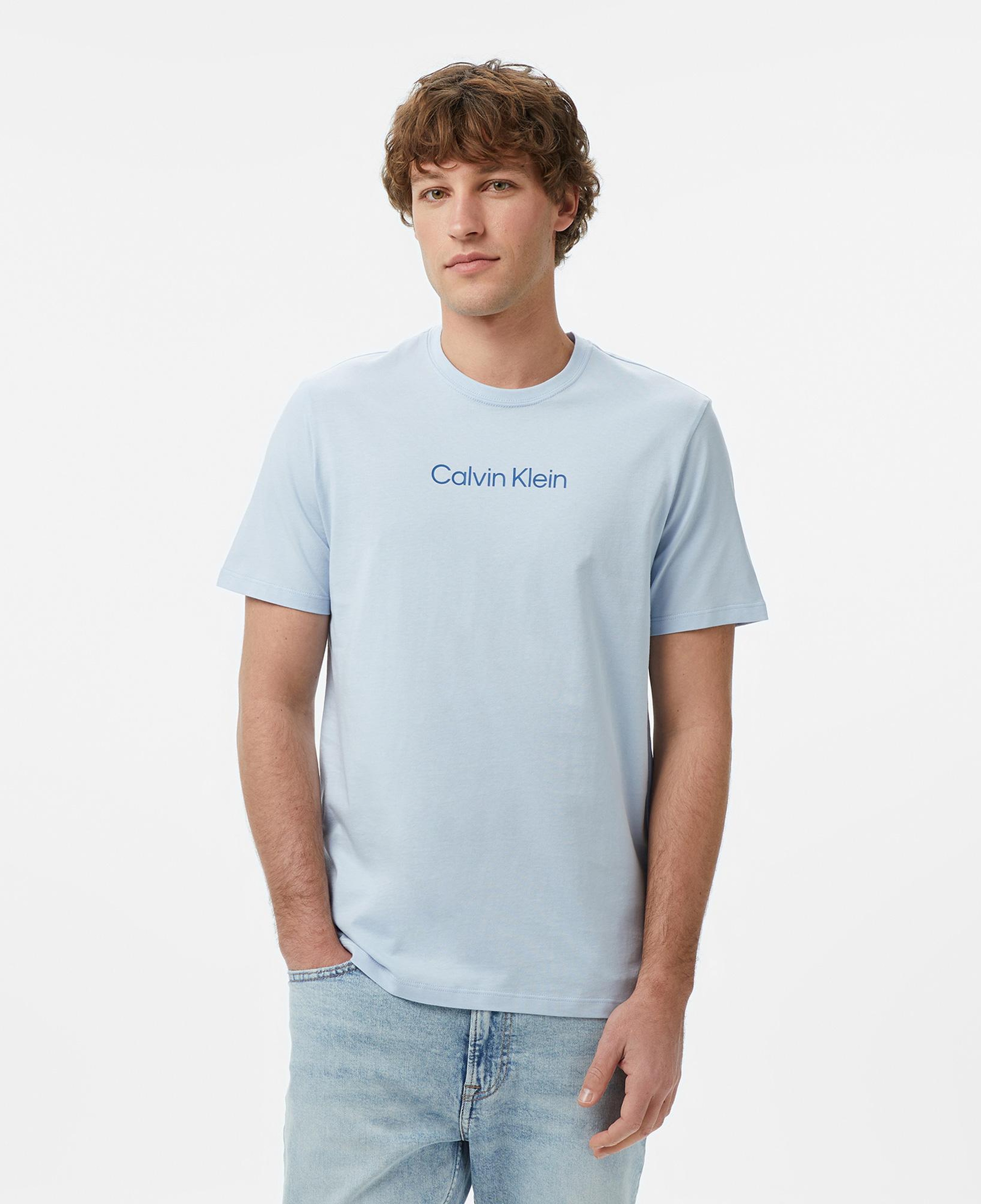 Calvin Klein Standard Logo 30S Crewnk  Erkek Mavi T-Shirt