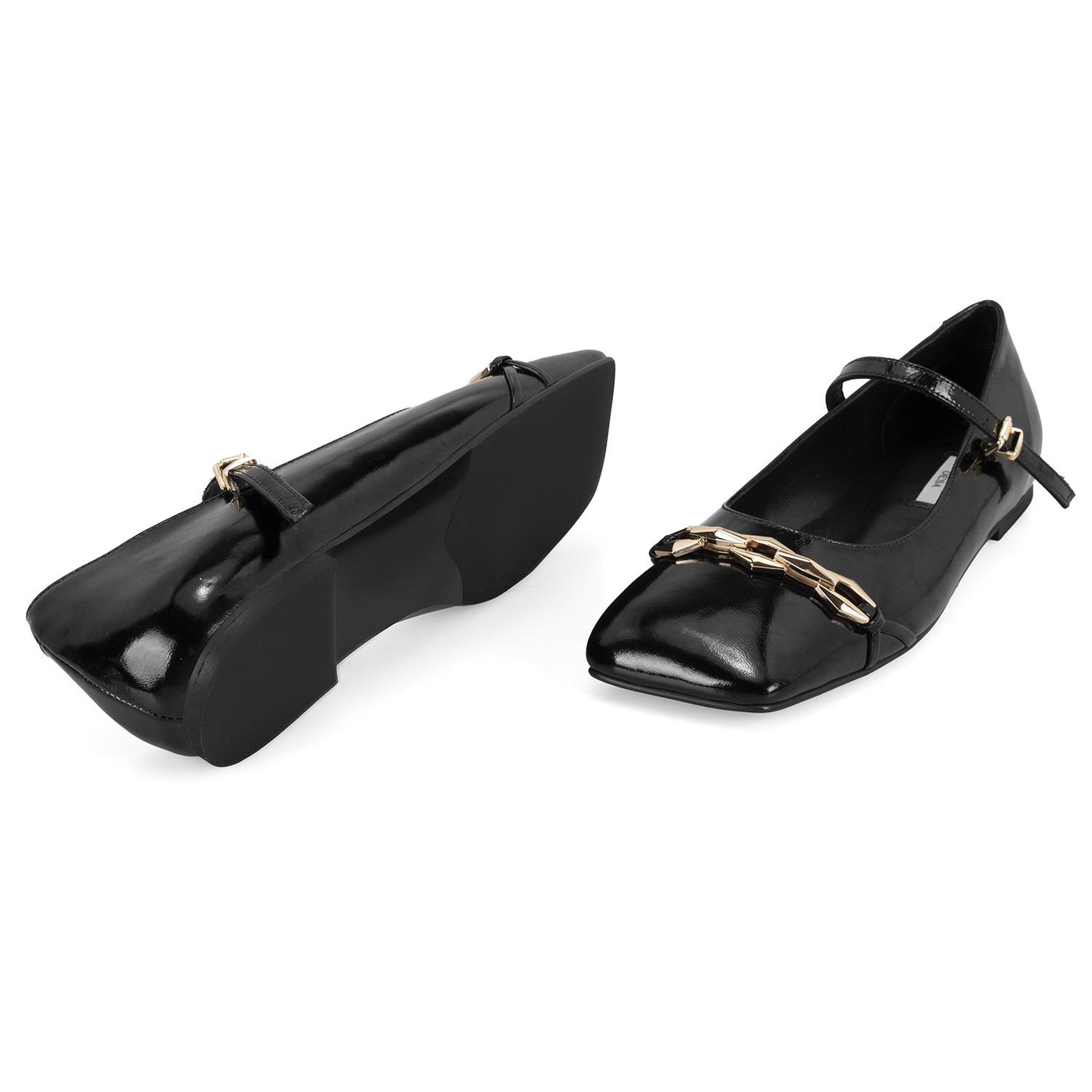 Kadın Siyah Mary Jane Deri Babet