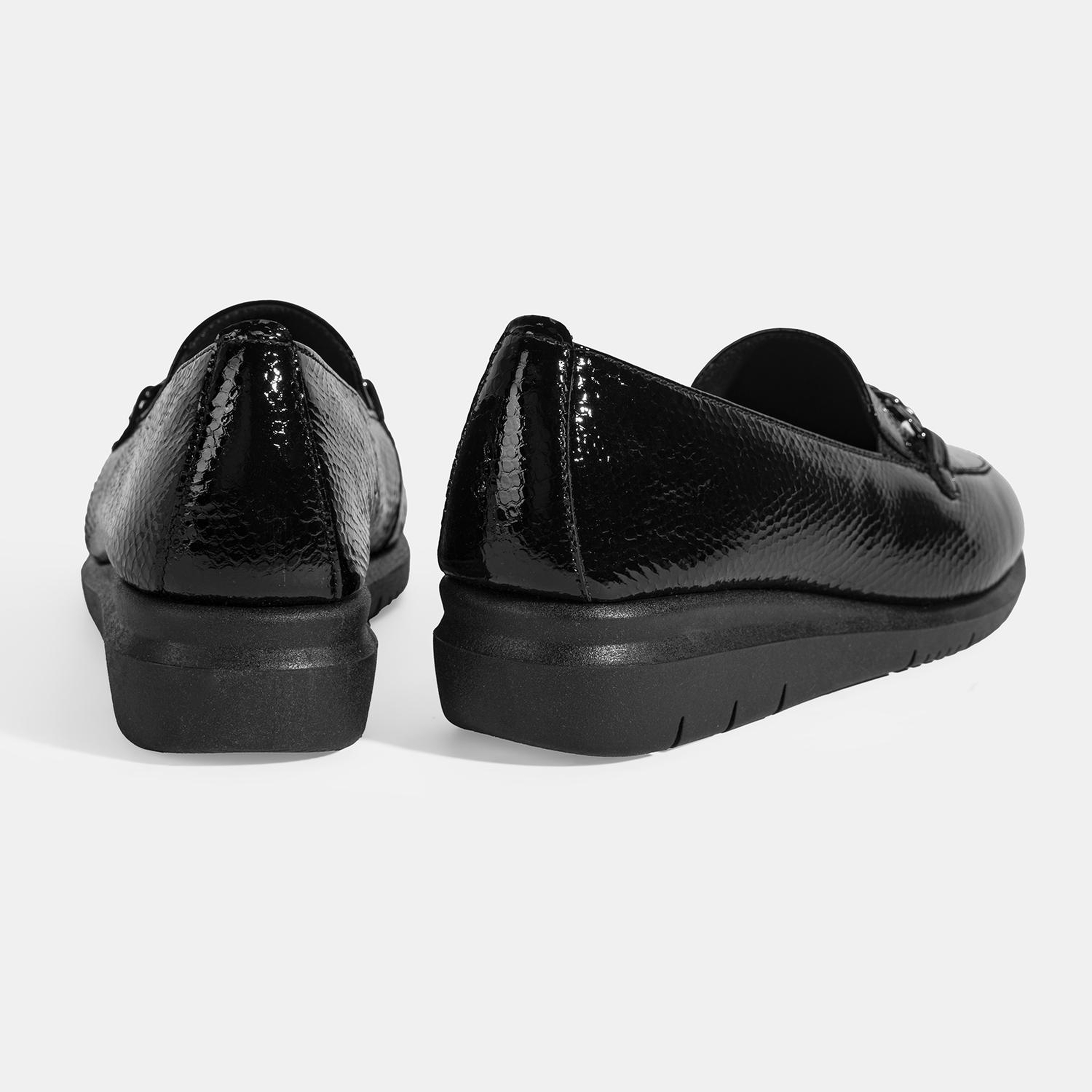 Kadın Siyah Kroko Baskılı DesaComfort Deri Ayakkabı