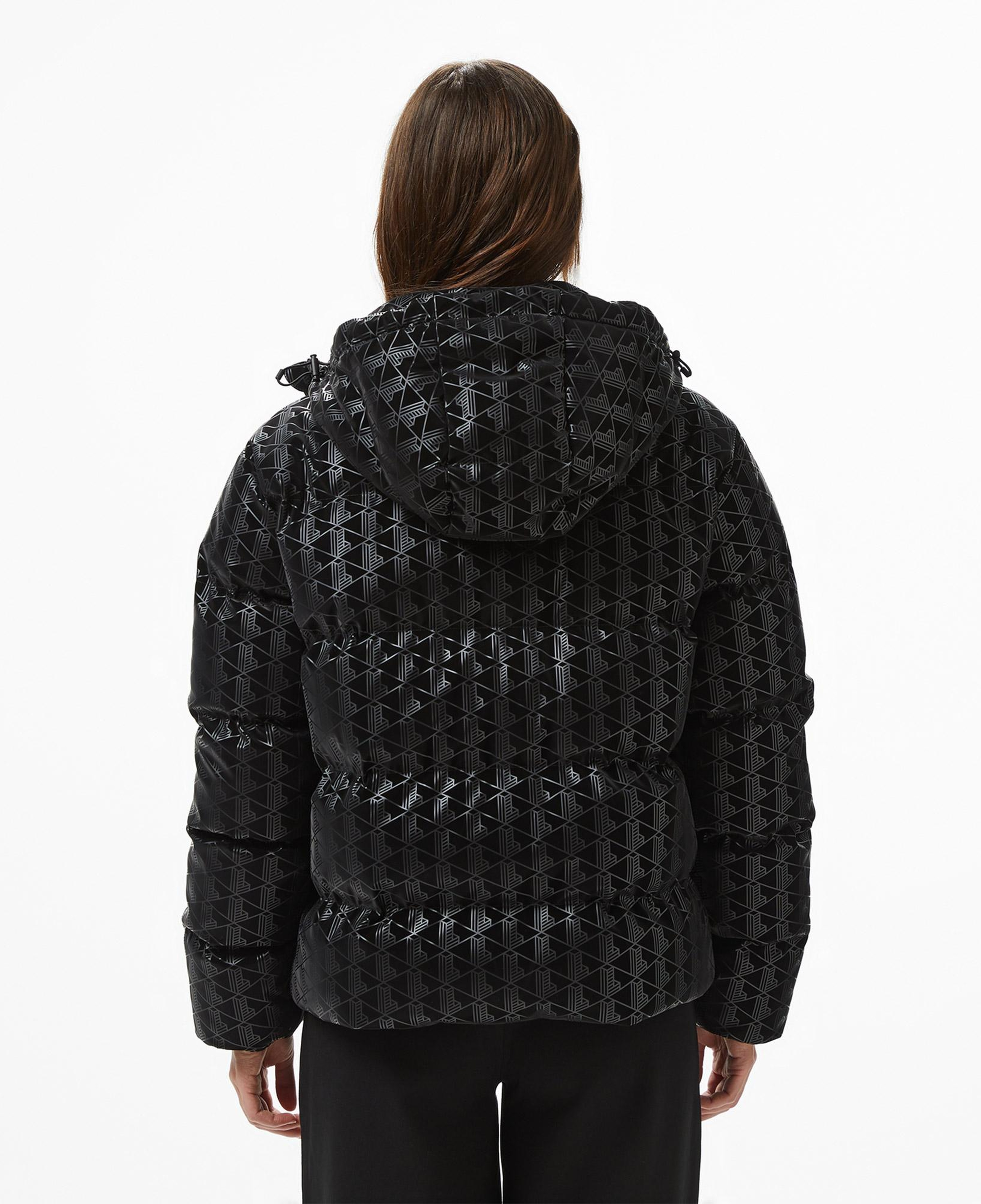 Lacoste Kadın Kapüşonlu Monogram Siyah Mont