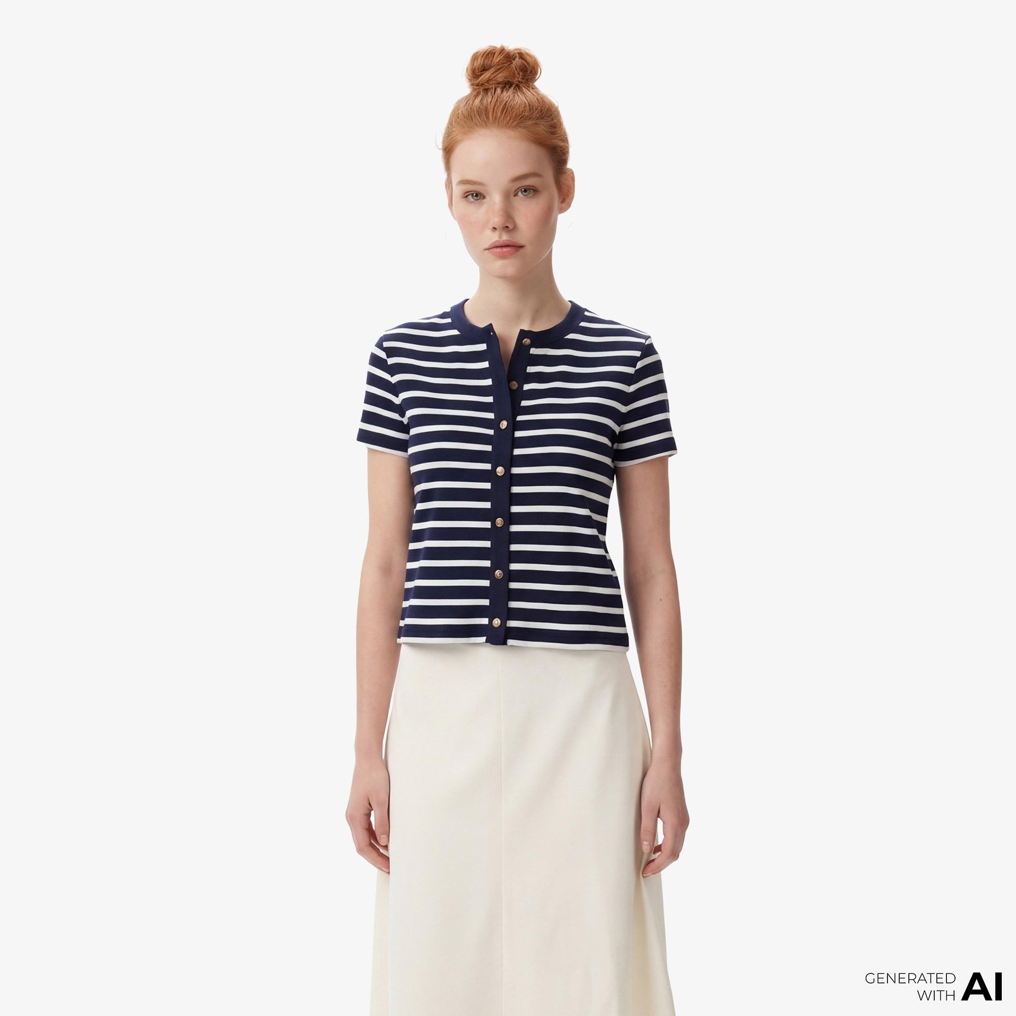 Tommy Hilfiger Gold Button Kadın Lacivert T-Shirt