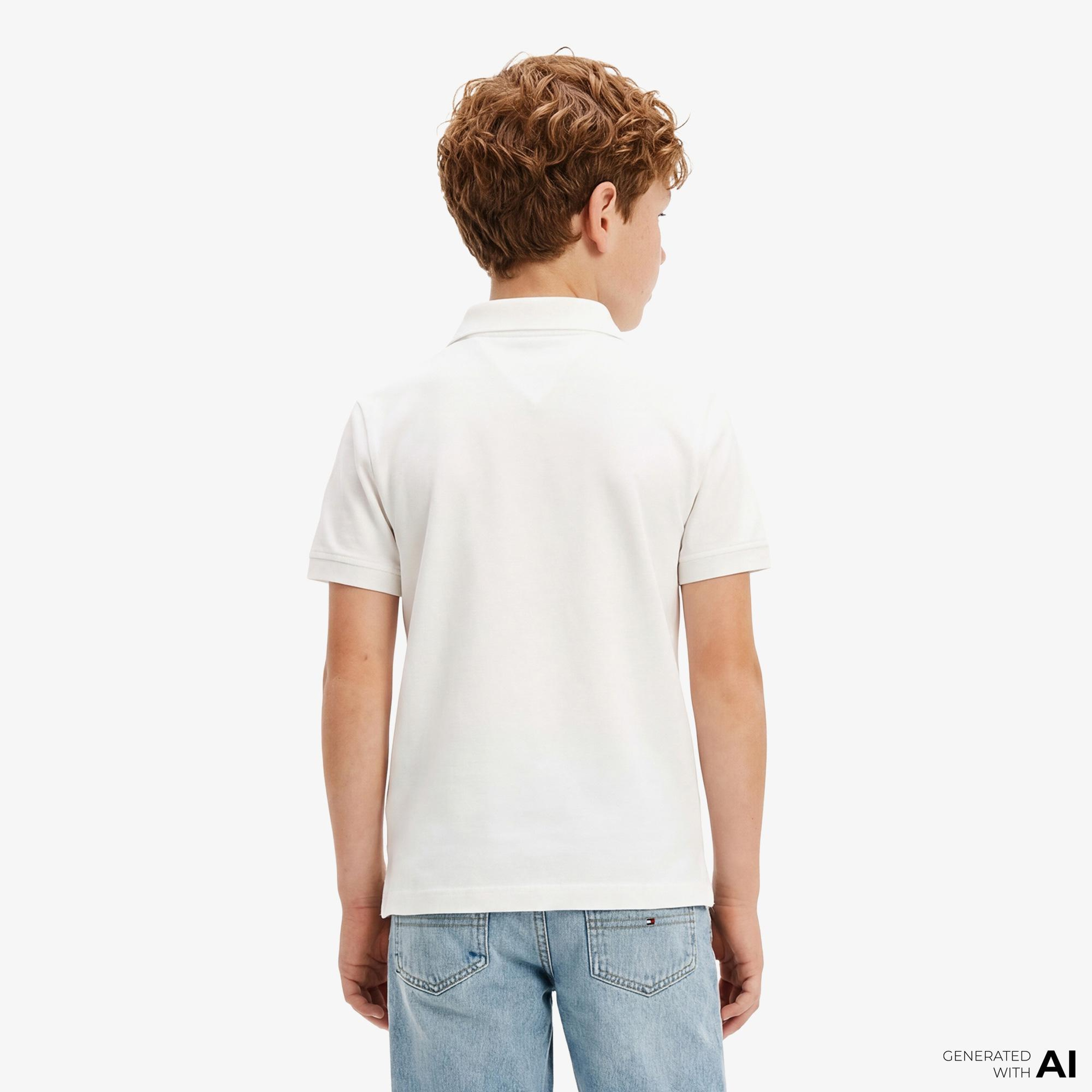 Tommy Hilfiger Essentials Çocuk Beyaz Polo Yaka T-Shirt