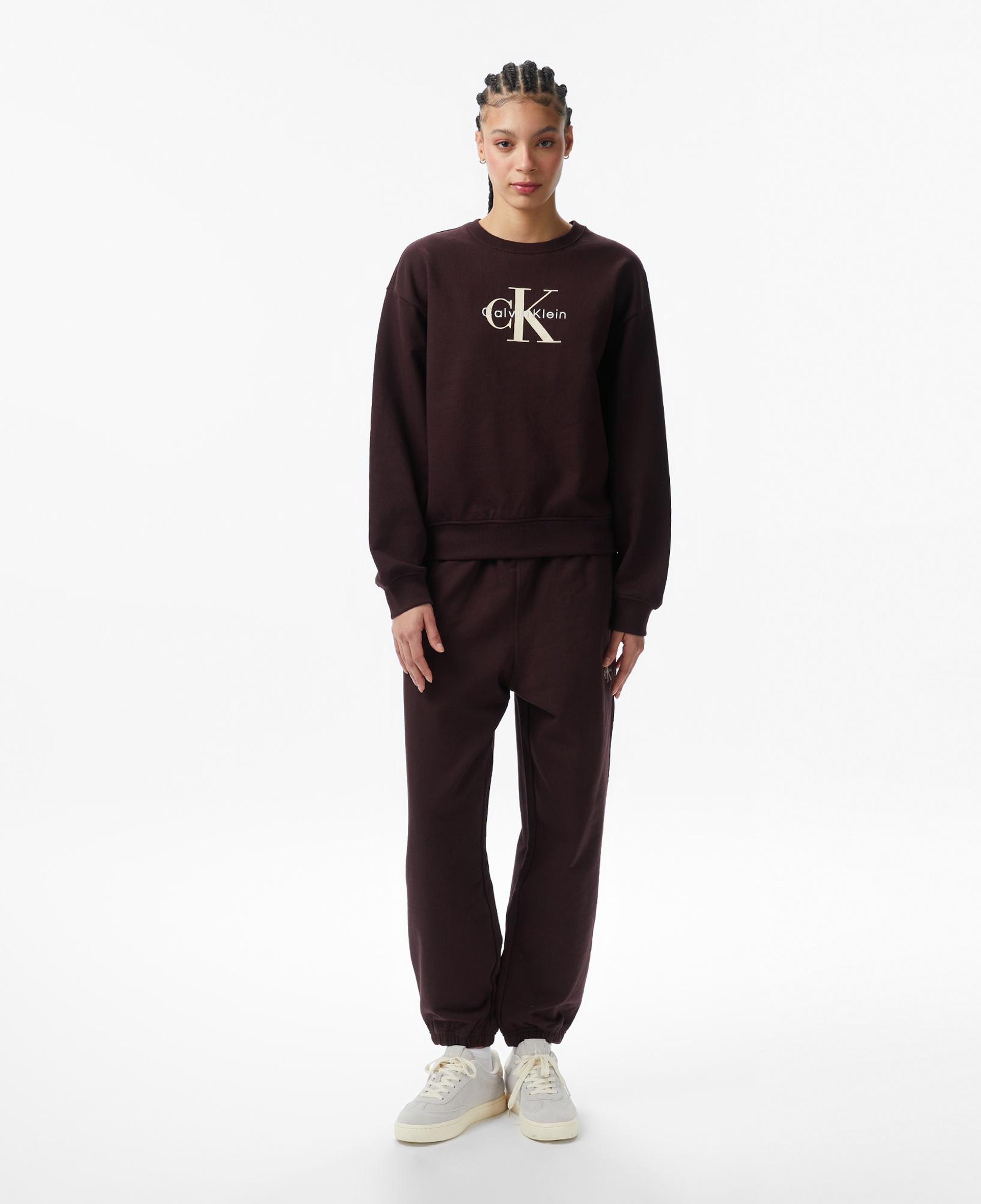 Calvin Klein Monologo French Terry Relaxed Kadın Kahverengi Sweatshirt