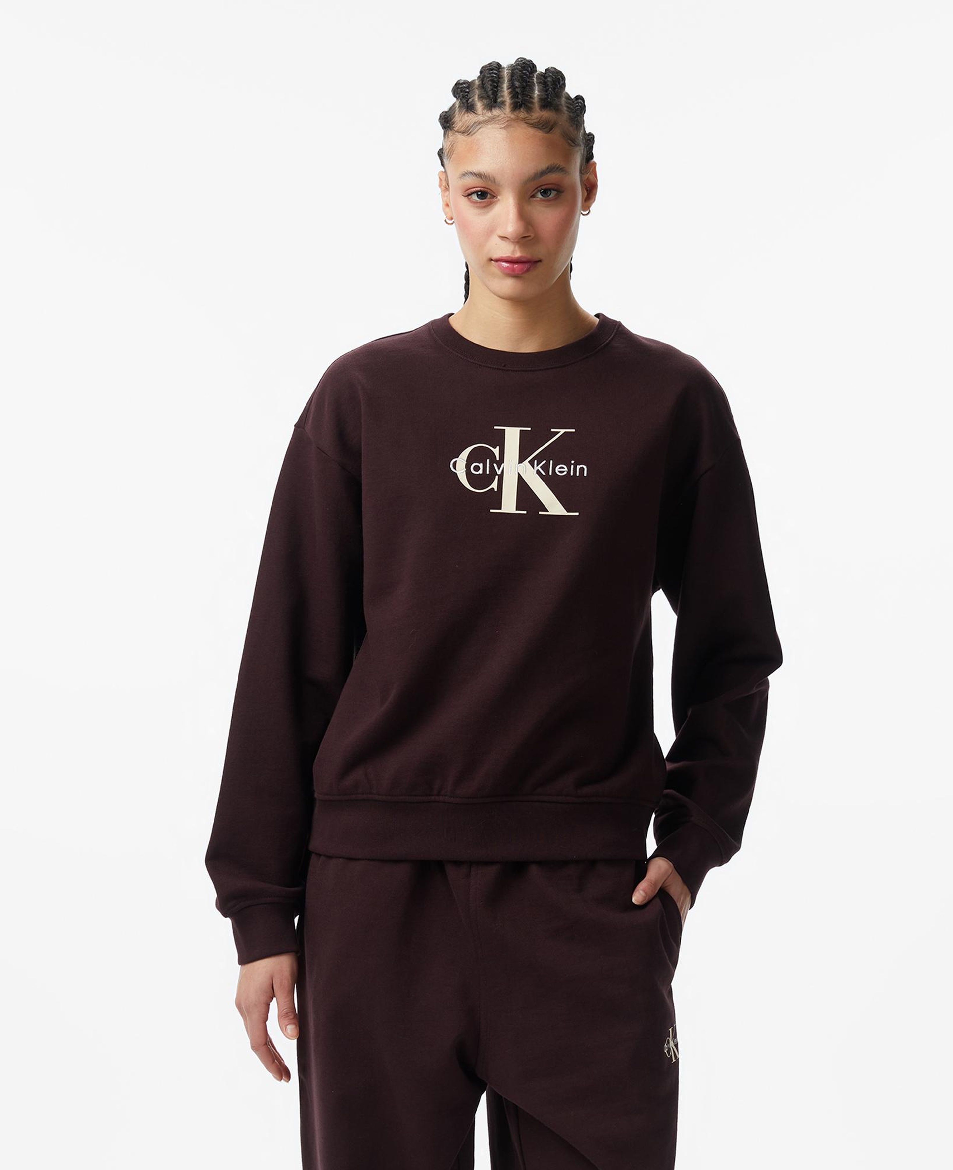 Calvin Klein Monologo French Terry Relaxed Kadın Kahverengi Sweatshirt