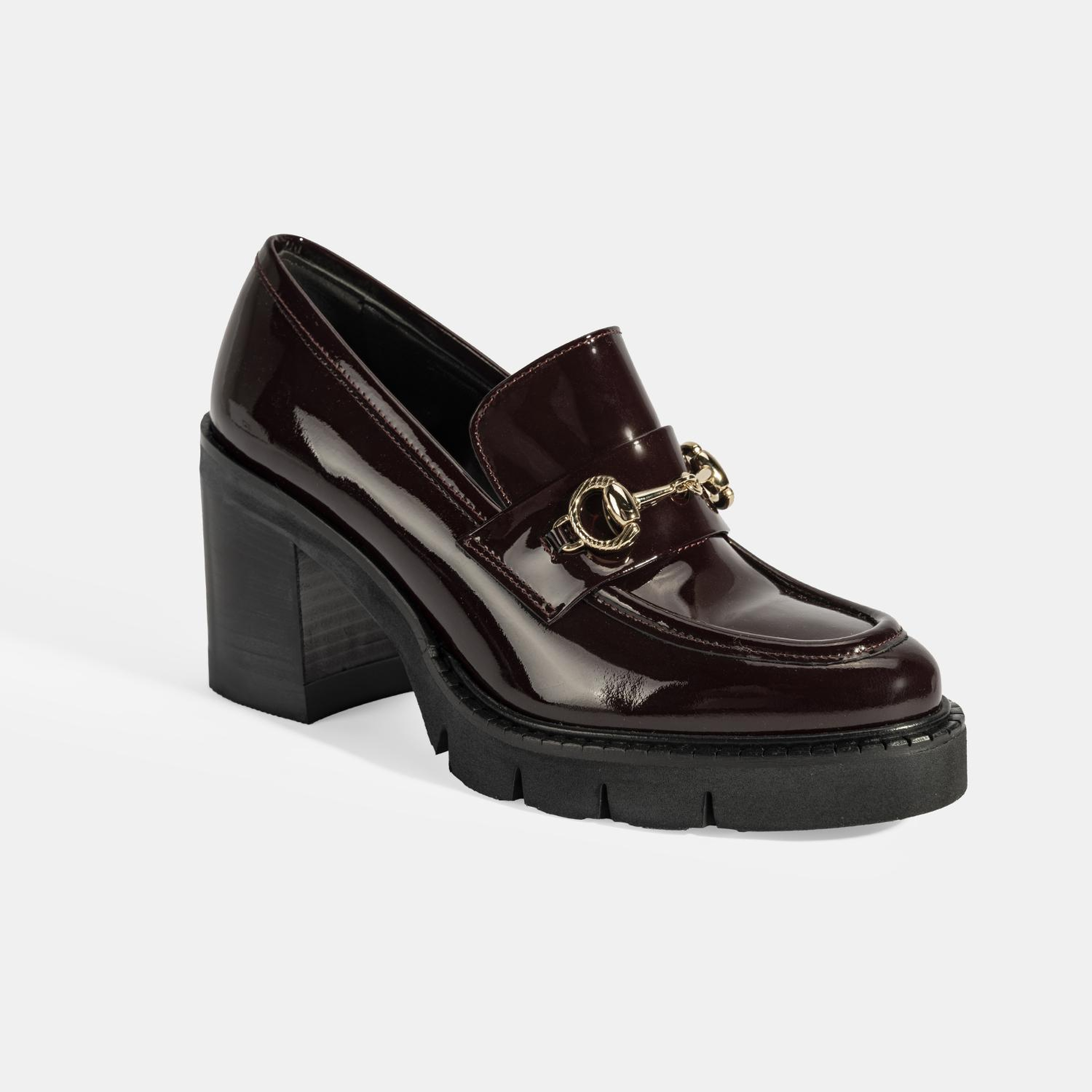 Luca Grossi Kadın Bordo Toka Detaylı Topuklu Rugan Loafer