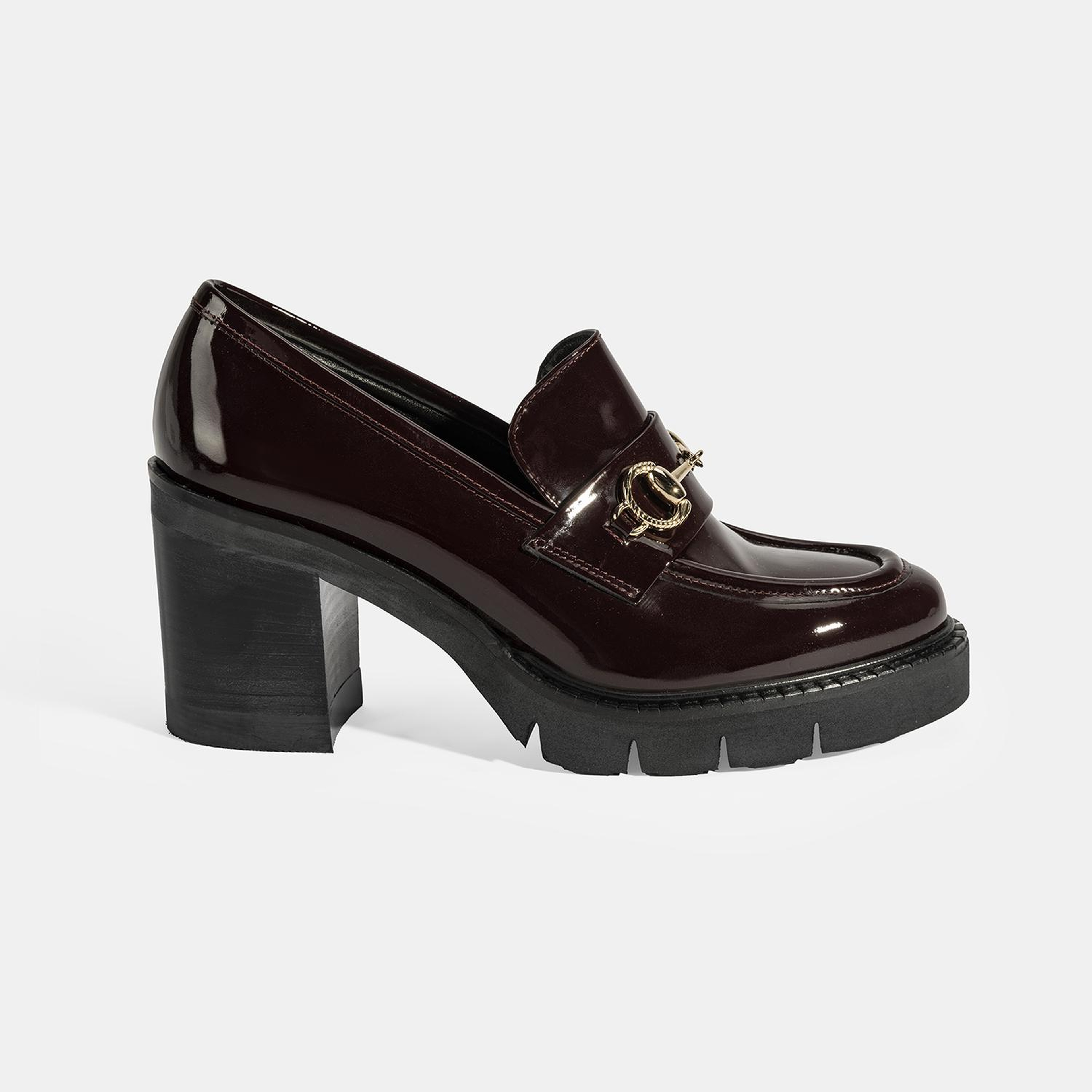 Luca Grossi Kadın Bordo Toka Detaylı Topuklu Rugan Loafer