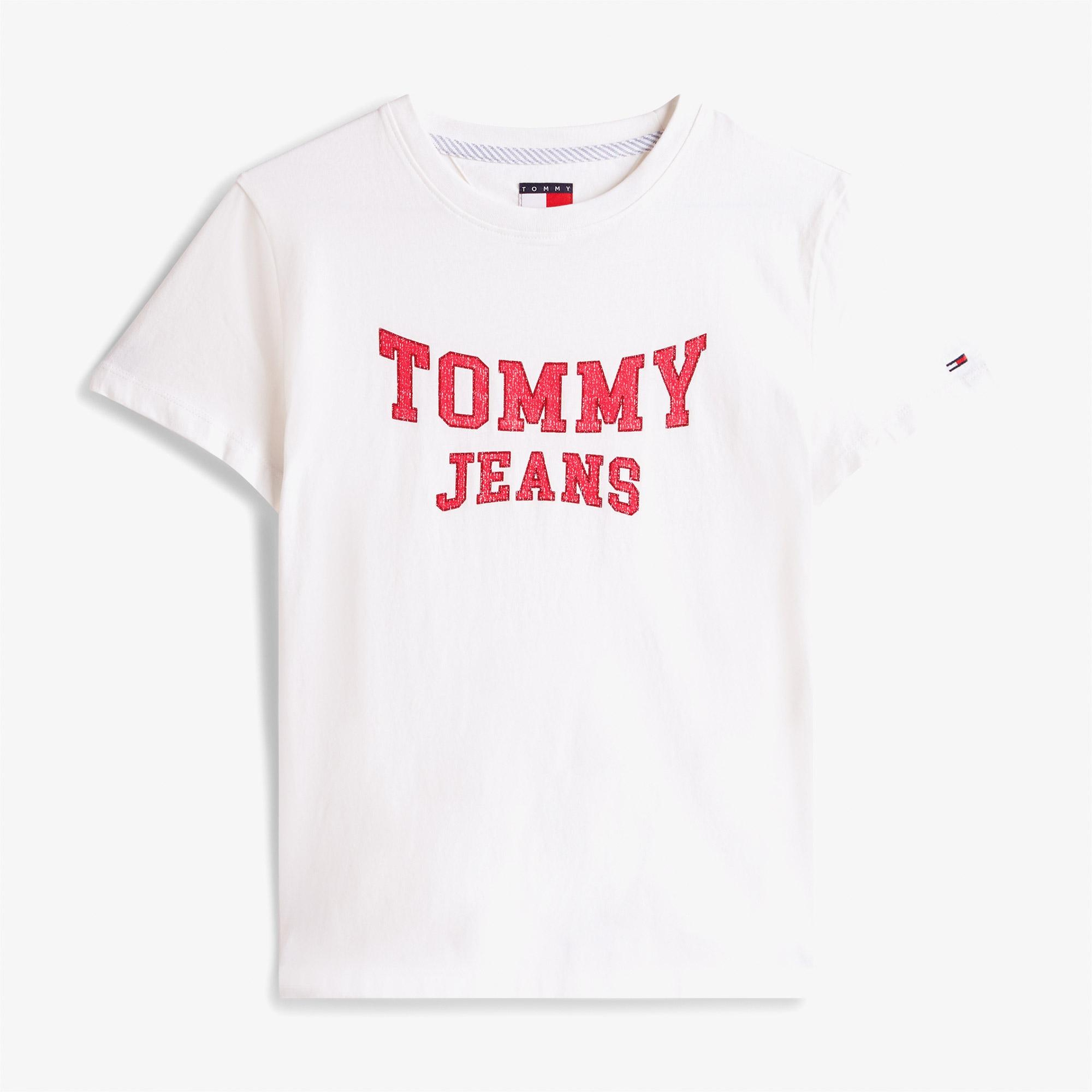 Tommy Jeans Regular Varsity Kadın Beyaz T-Shirt
