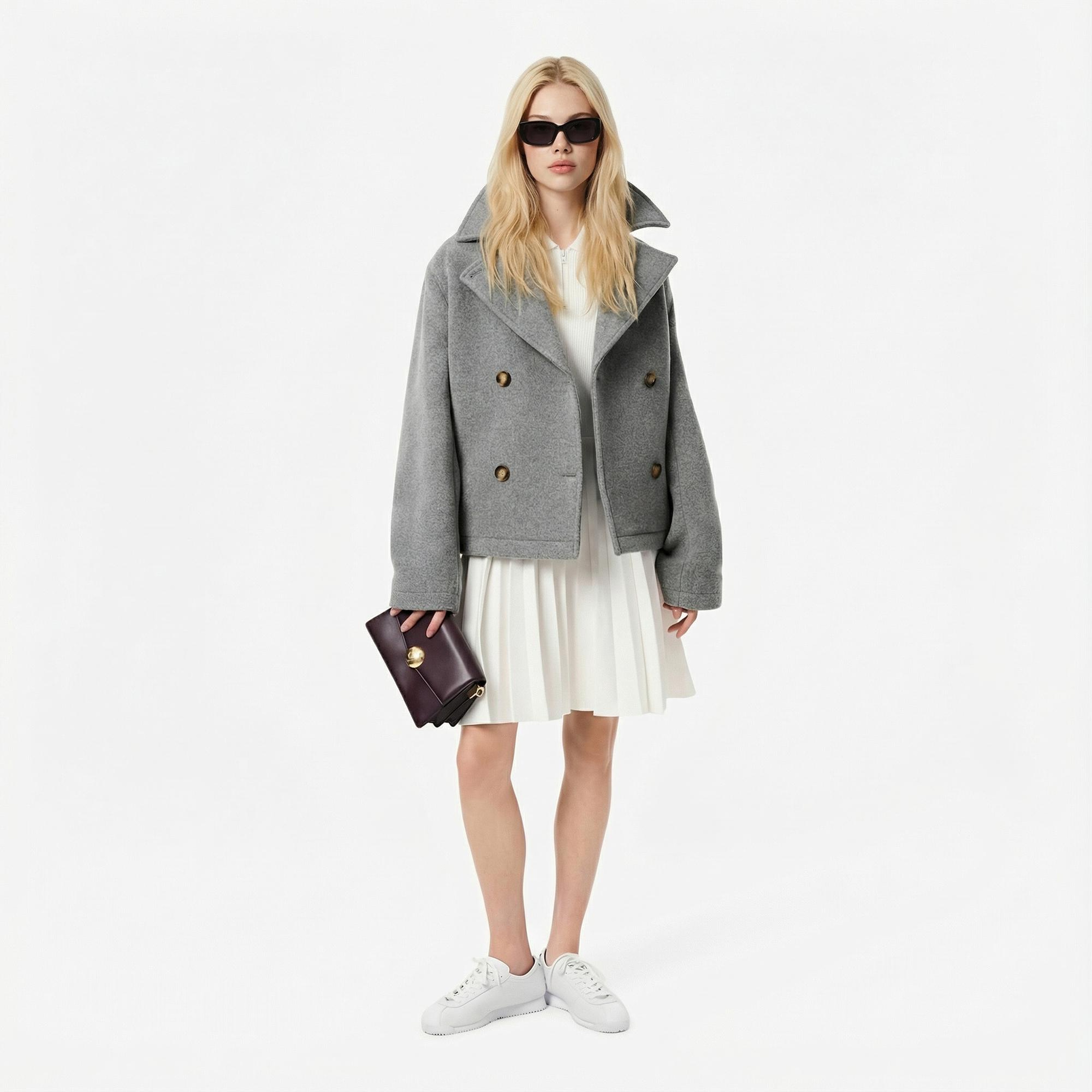 Lacoste Kadın Relaxed Fit Kısa Kollu Polo Yaka Beyaz Elbise