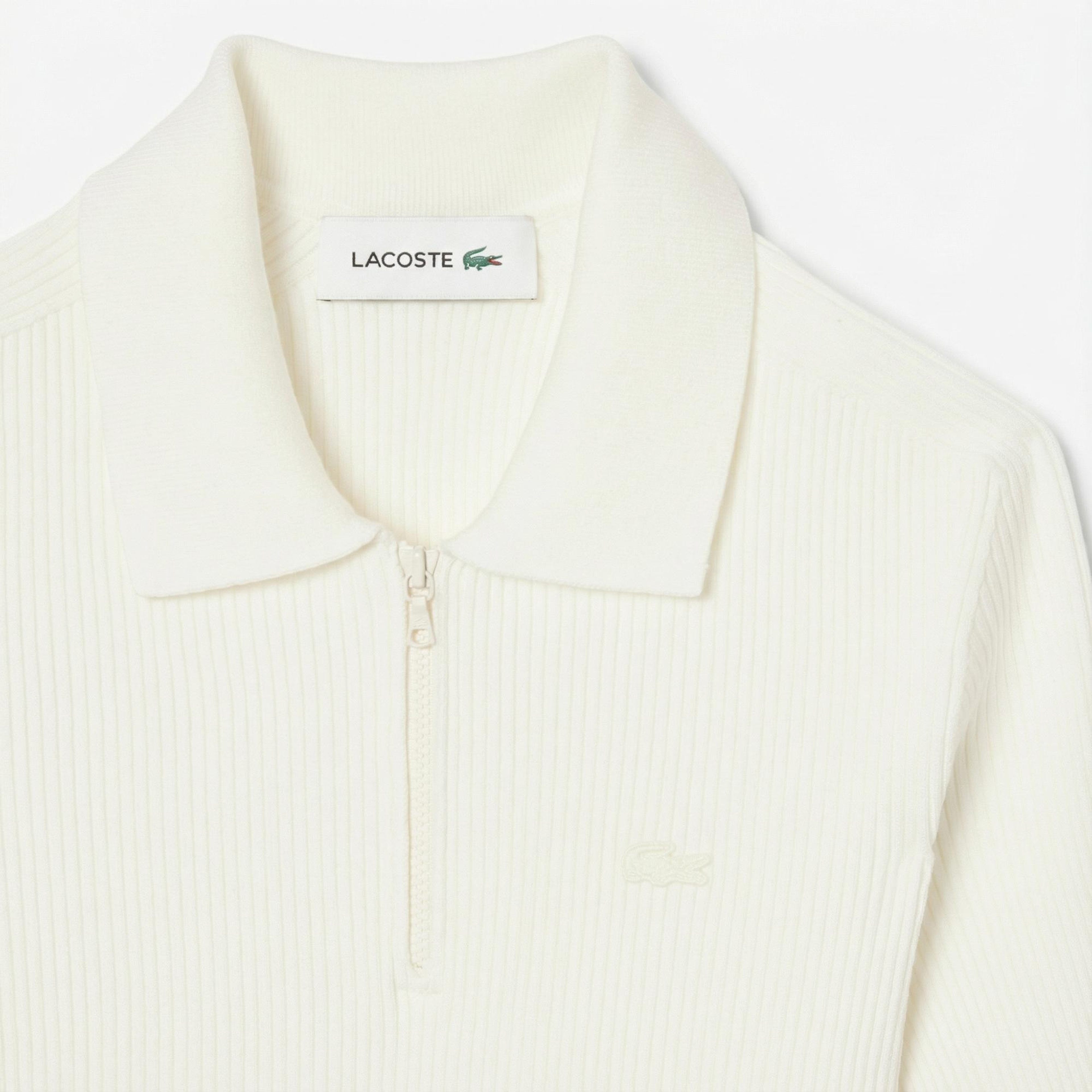 Lacoste Kadın Relaxed Fit Kısa Kollu Polo Yaka Beyaz Elbise