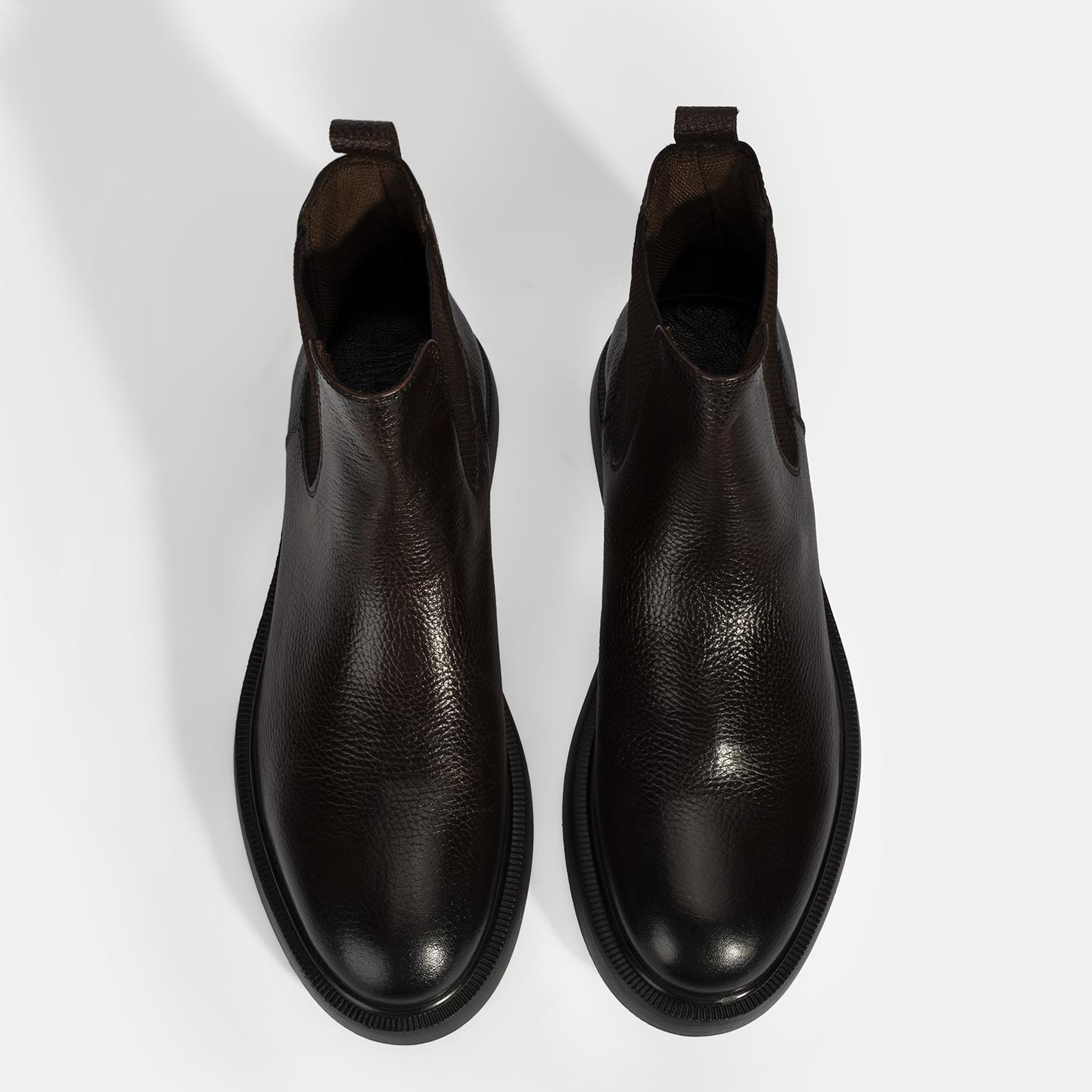 Erkek Kahve Lastikli Deri Bot