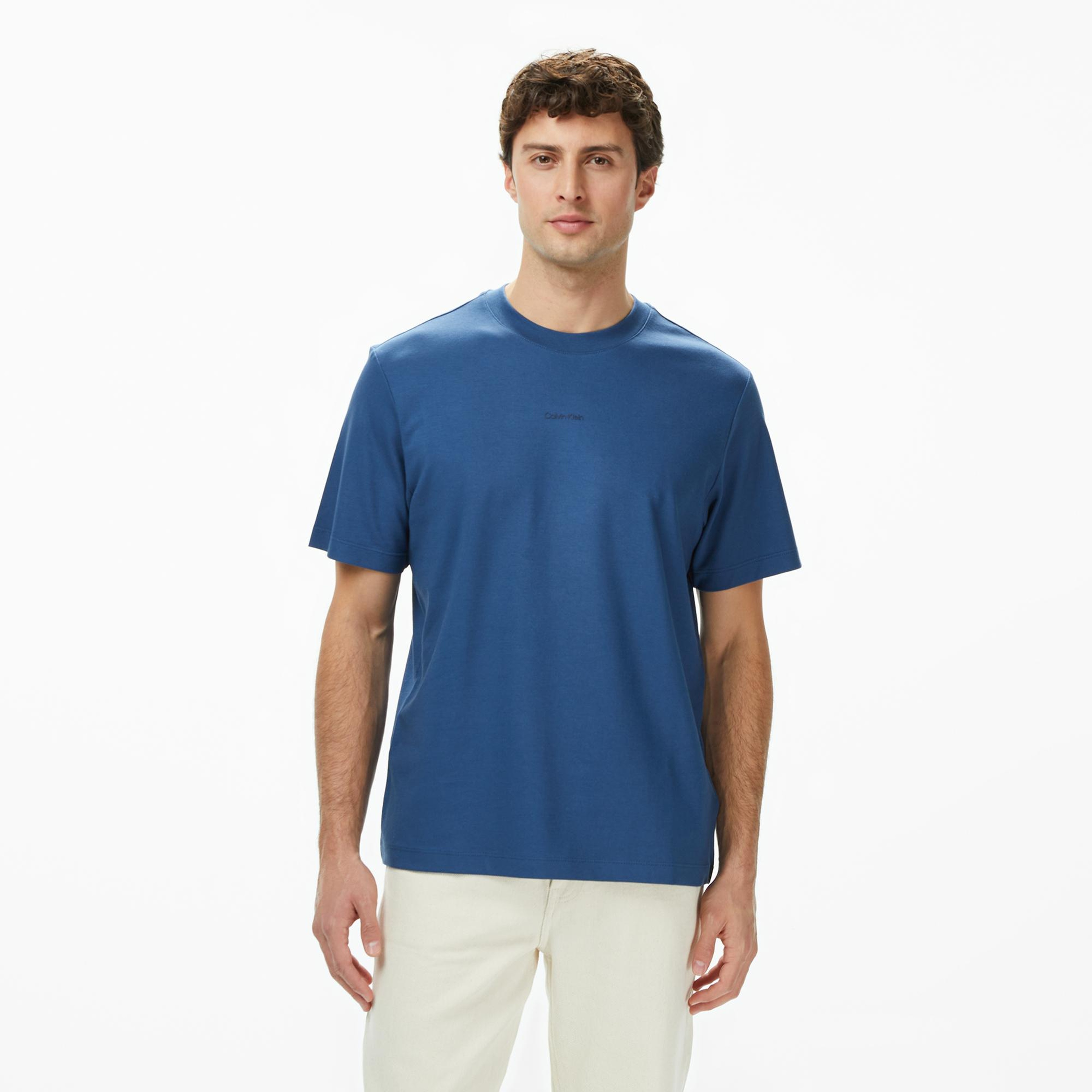 Calvin Klein Pique Nano Erkek Mavi T-Shirt
