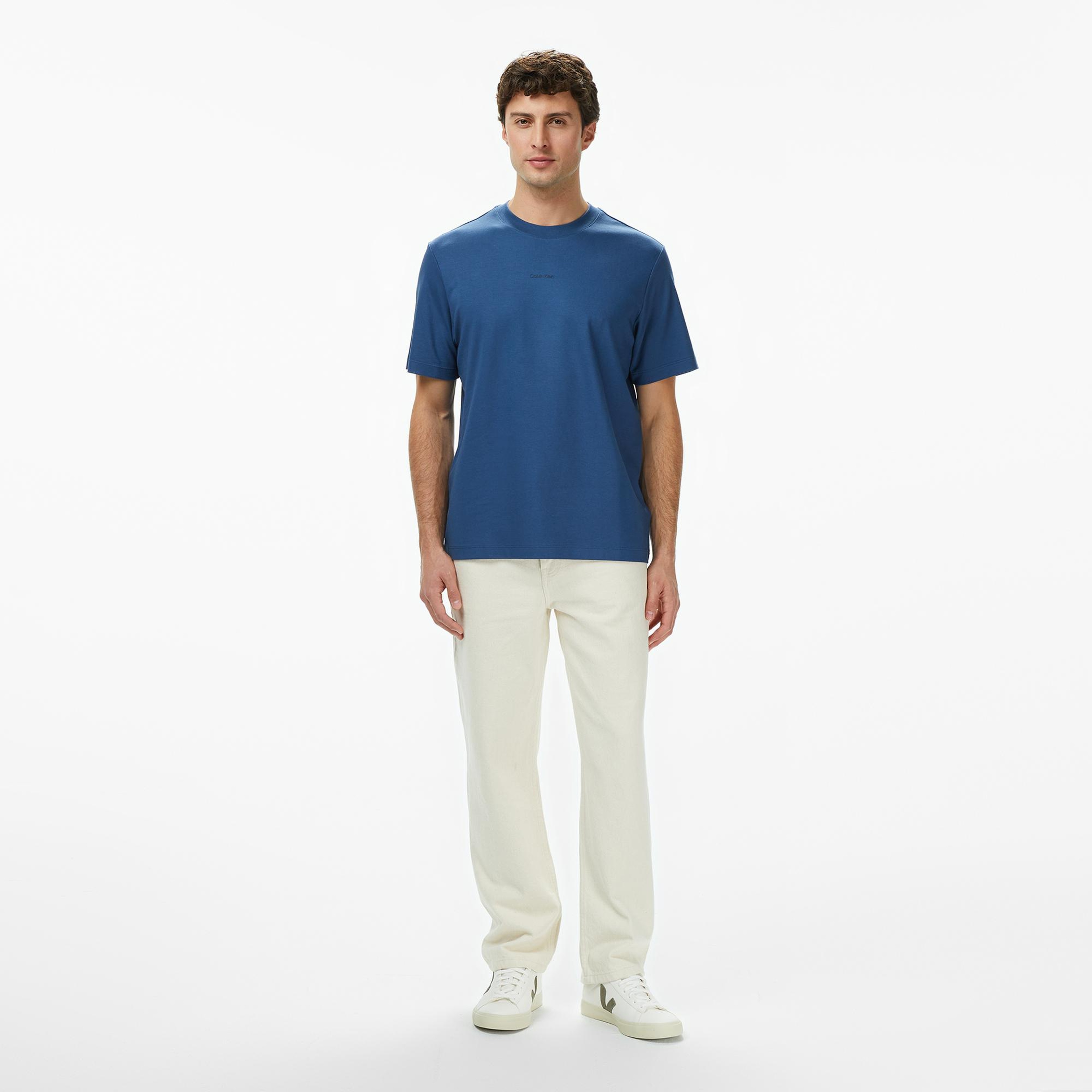 Calvin Klein Pique Nano Erkek Mavi T-Shirt