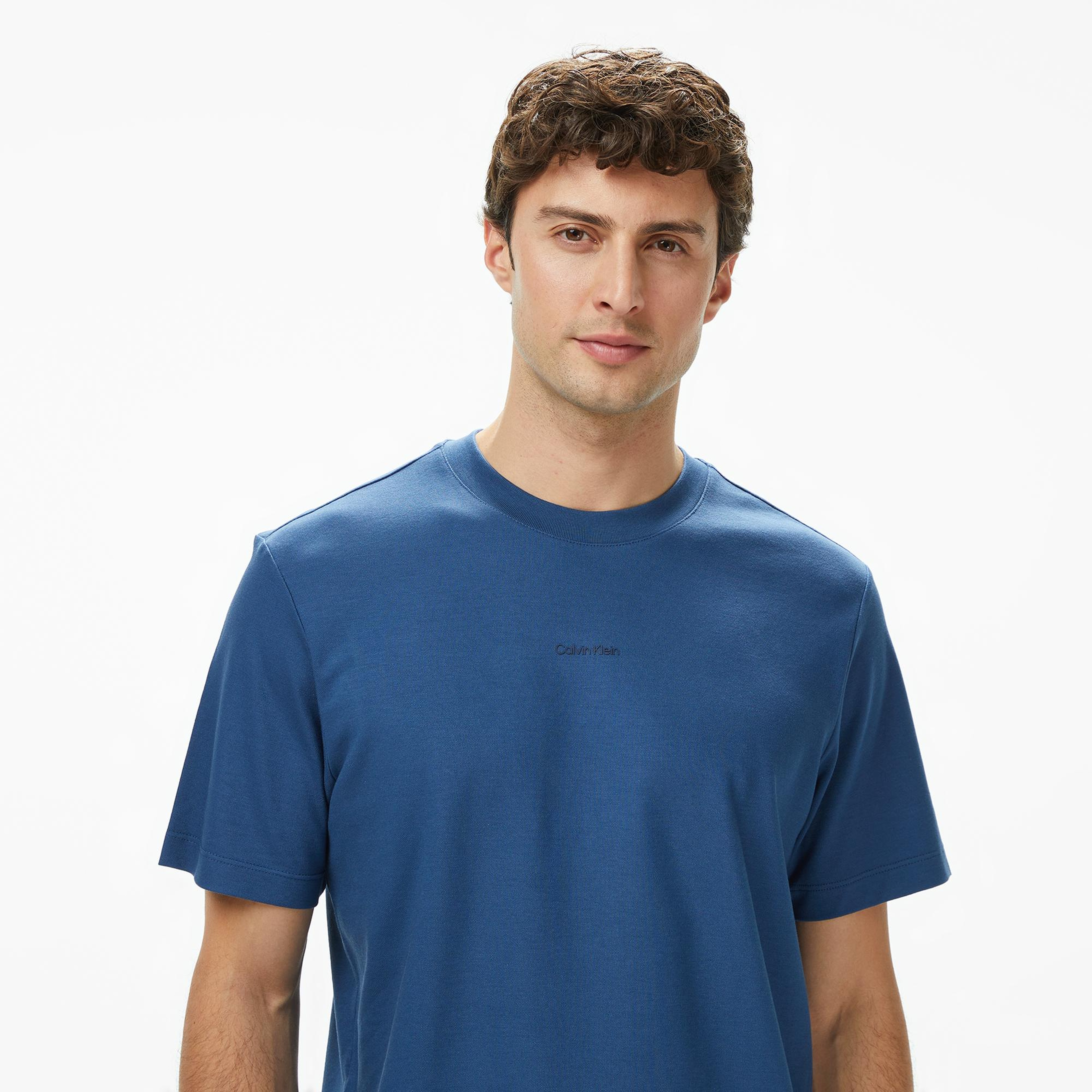 Calvin Klein Pique Nano Erkek Mavi T-Shirt