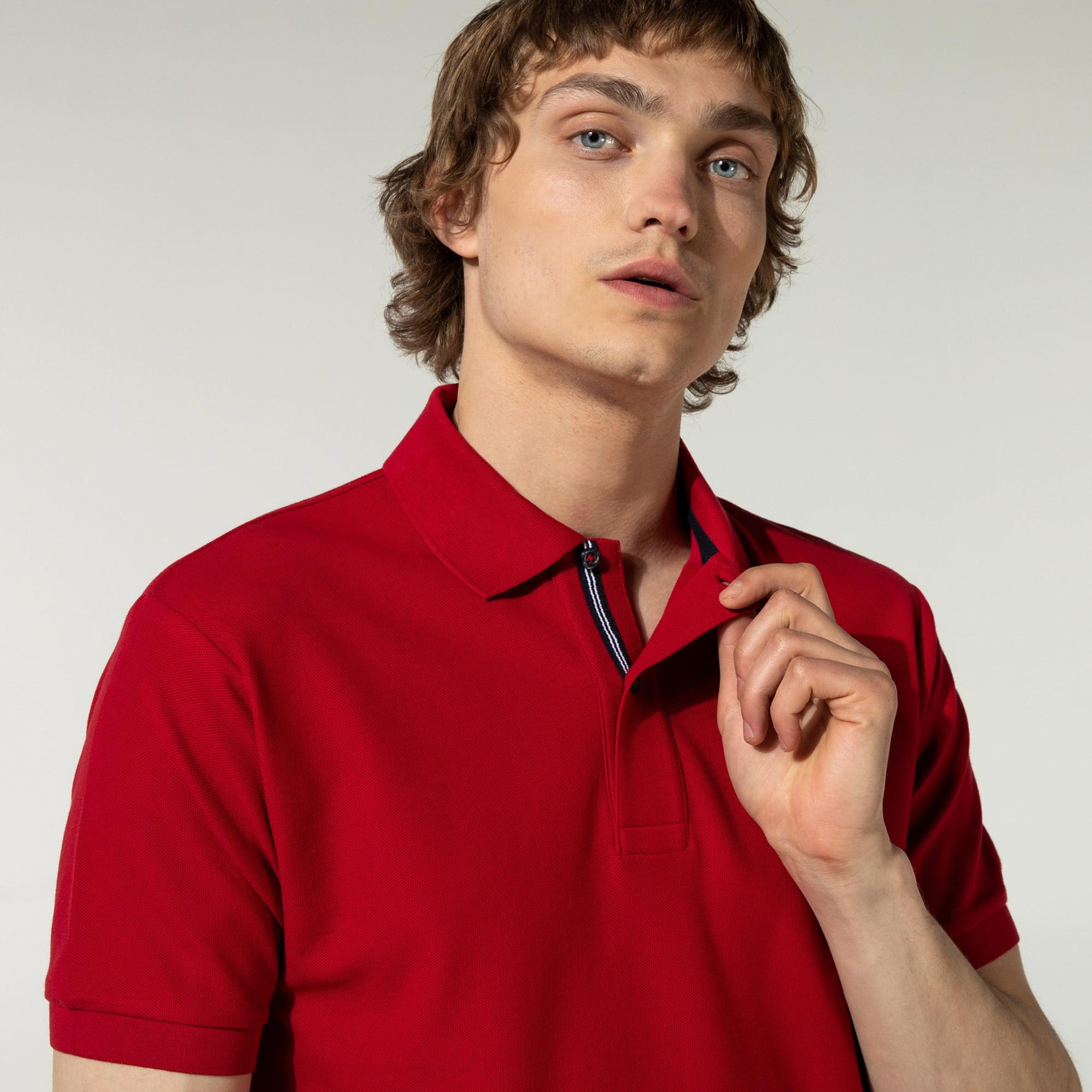 Nautica Erkek Kırmızı Classic Fit Kısa Kollu Polo Yaka T-Shirt