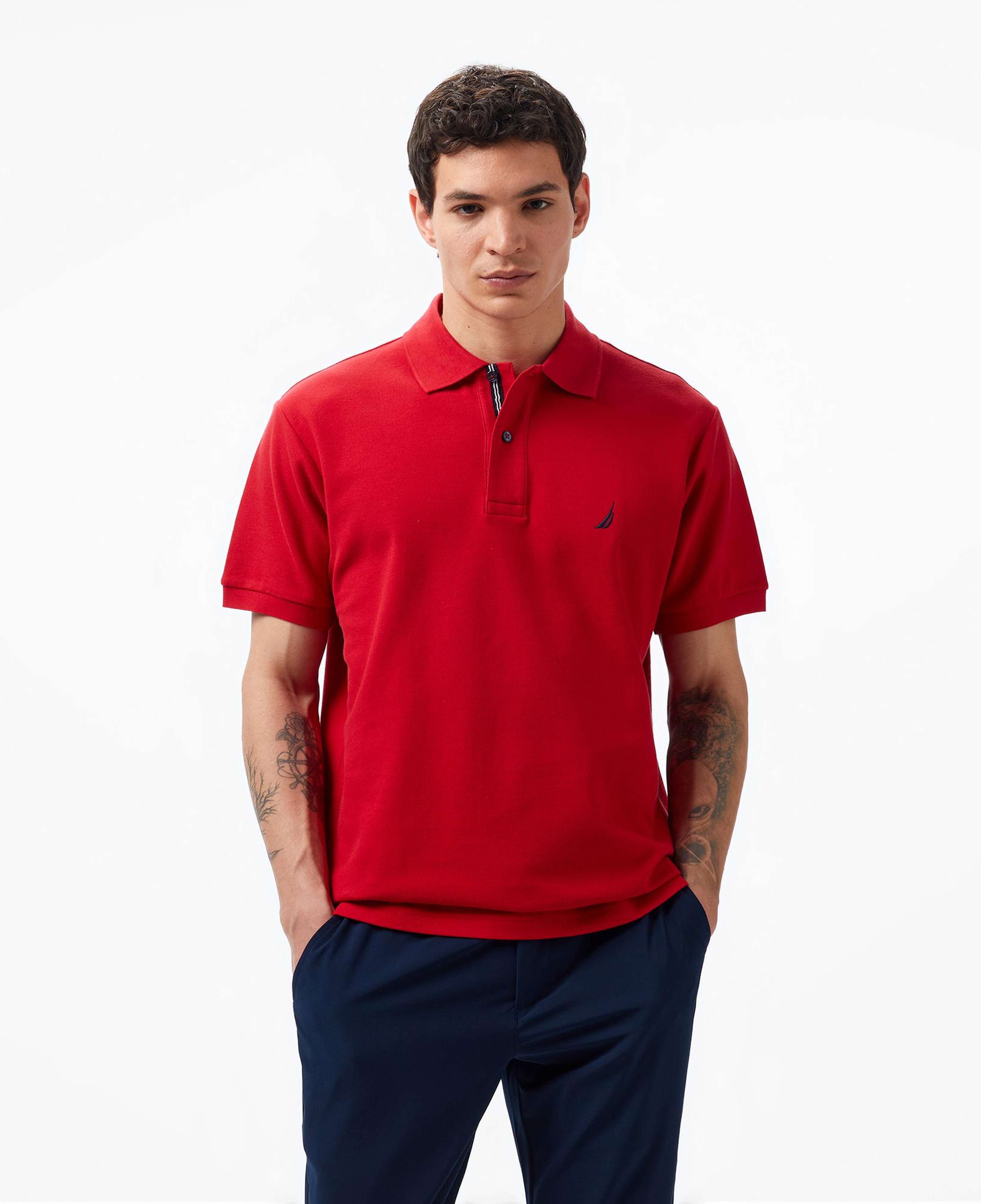 Nautica Erkek Kırmızı Classic Fit Kısa Kollu Polo Yaka T-Shirt
