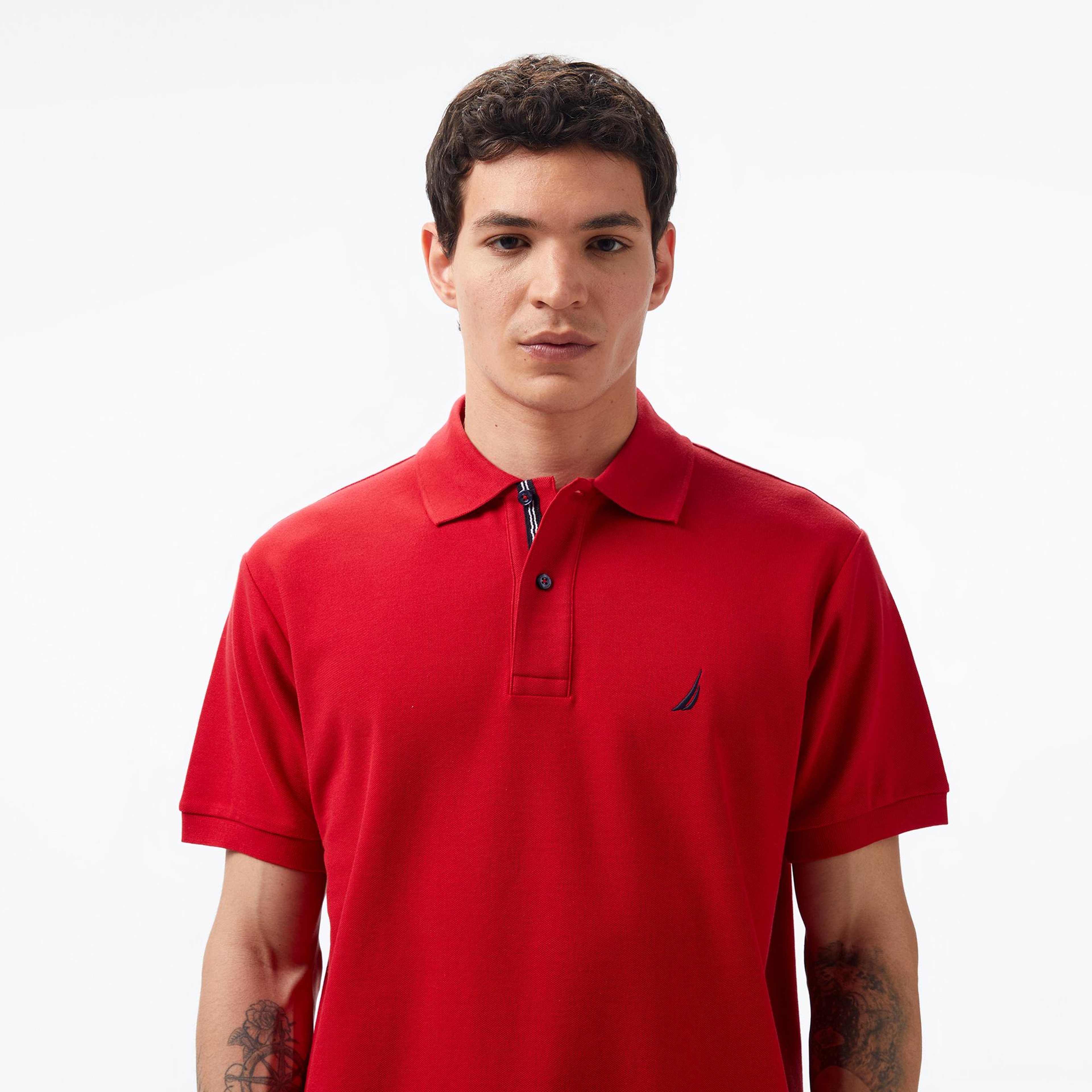 Nautica Erkek Kırmızı Classic Fit Kısa Kollu Polo Yaka T-Shirt