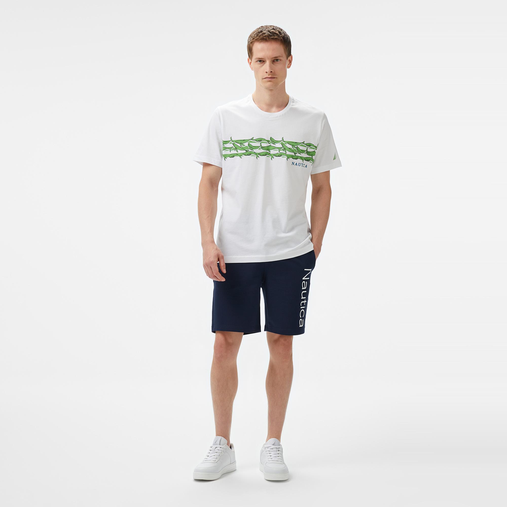 Nautica Erkek Beyaz Regular Fit Baskılı T-Shirt