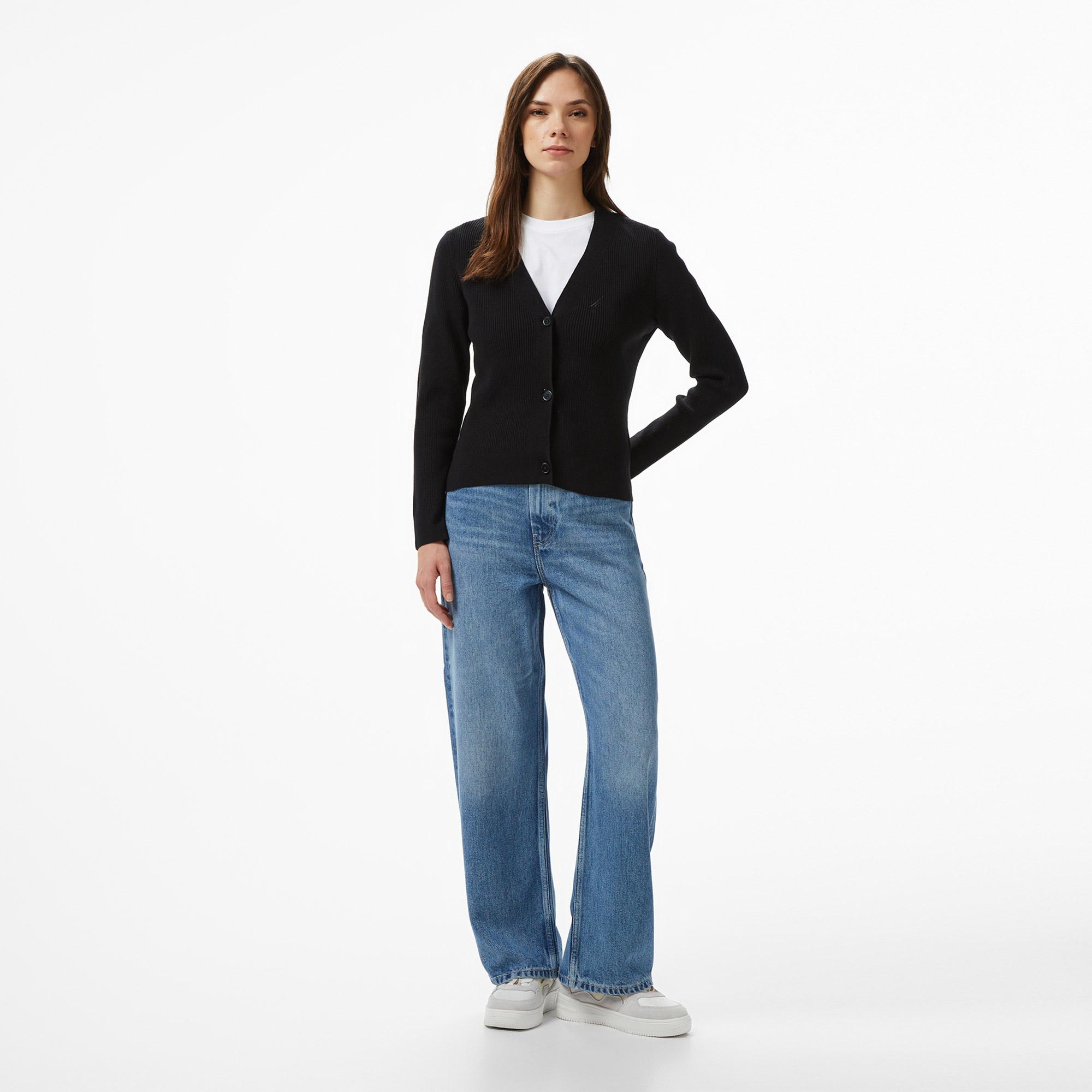 Nautica Kadın Siyah Regular Fit Hırka