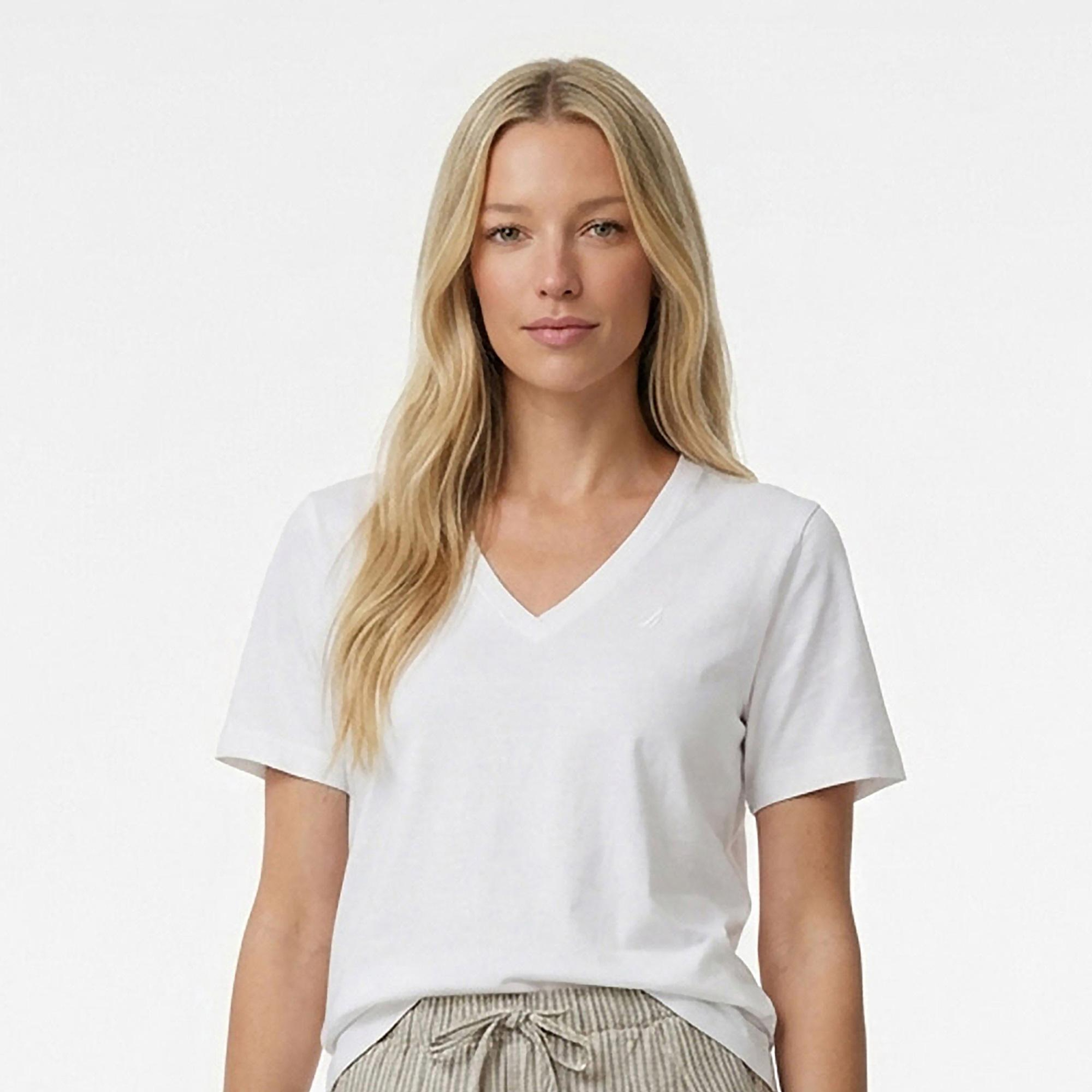 Nautica Kadın Beyaz Regular Fit T-Shirt