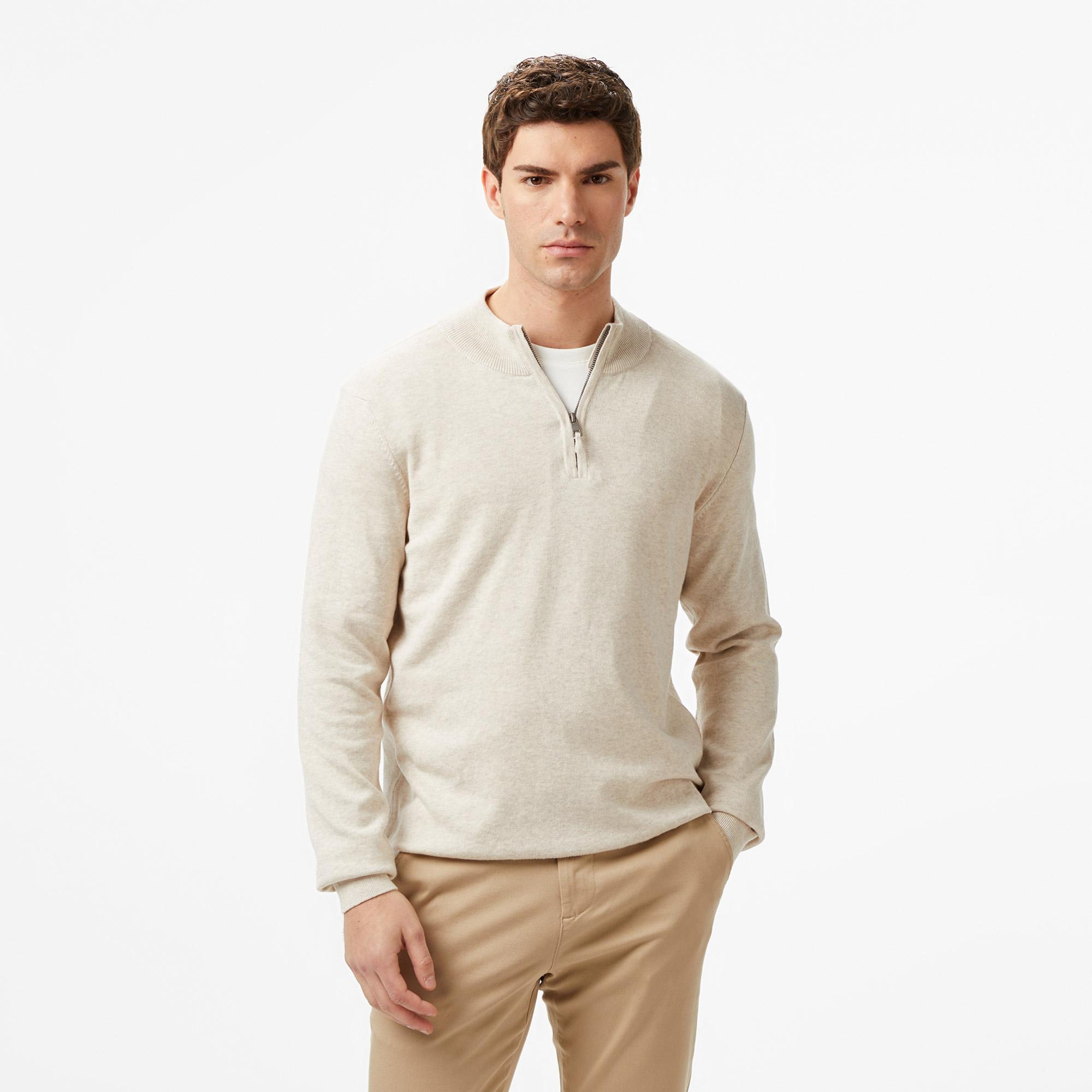 Nautica Erkek Krem Rengi Classic Fit Kazak