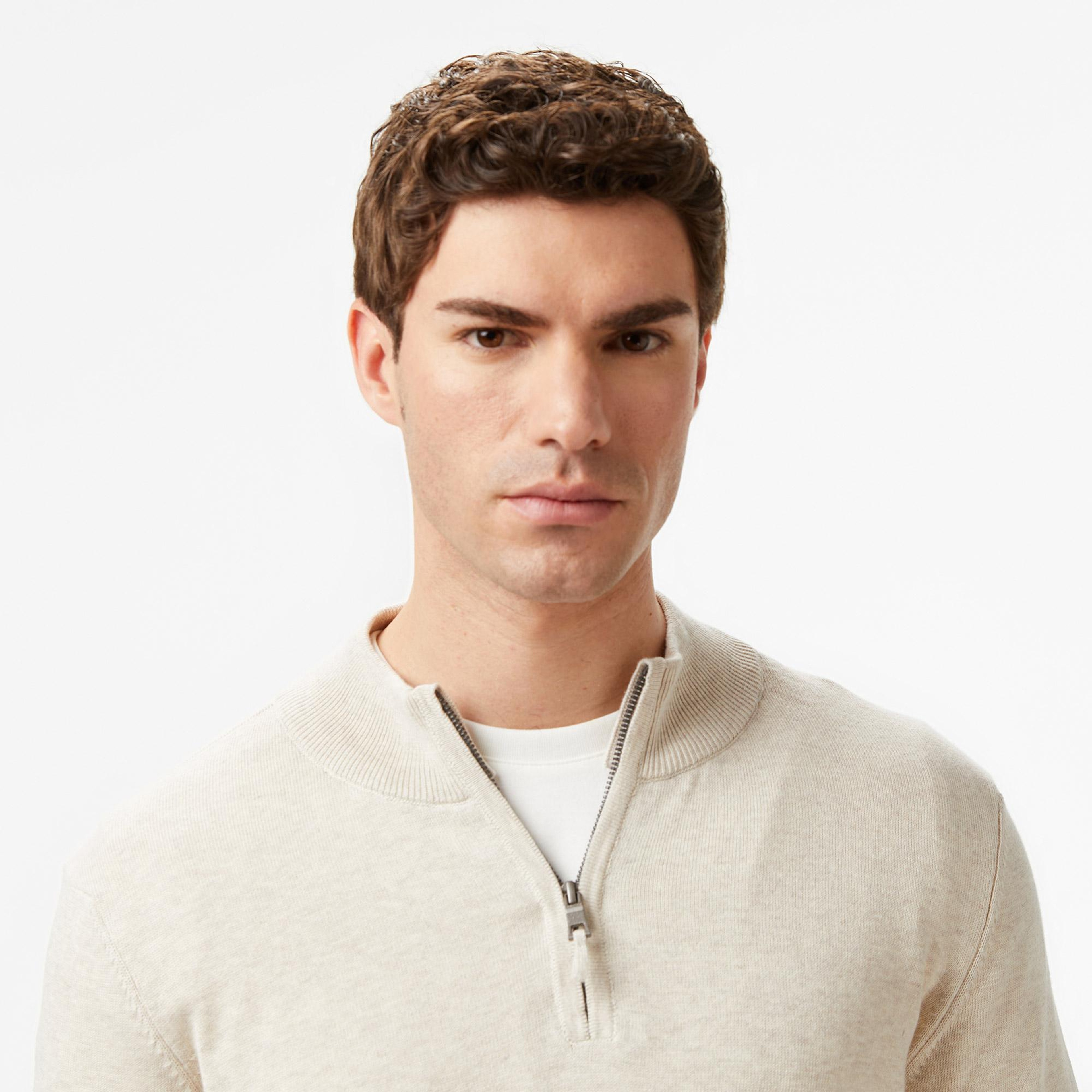 Nautica Erkek Krem Rengi Classic Fit Kazak