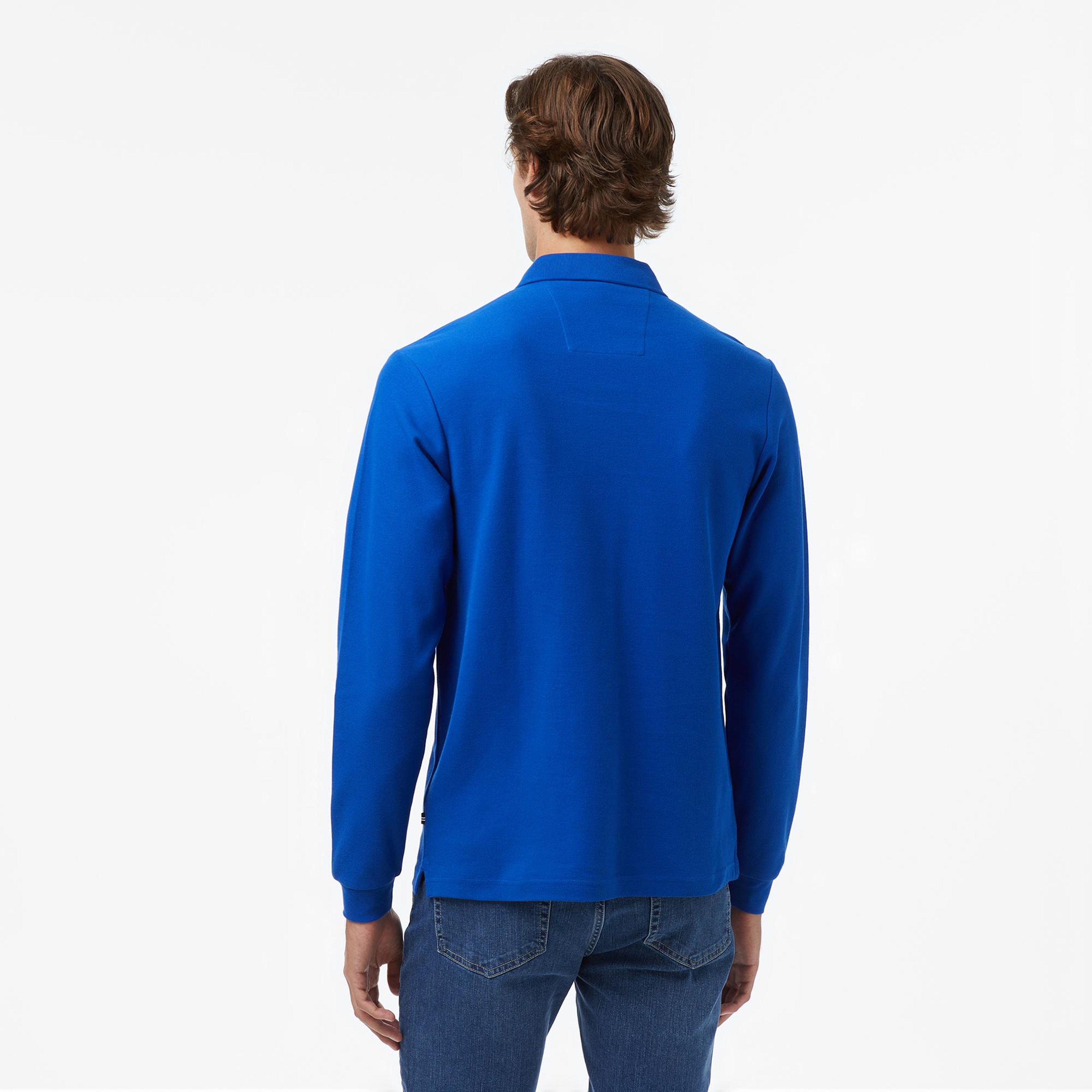 Nautica Erkek Mavi Classic Fit Uzun Kollu Polo Yaka T-Shirt