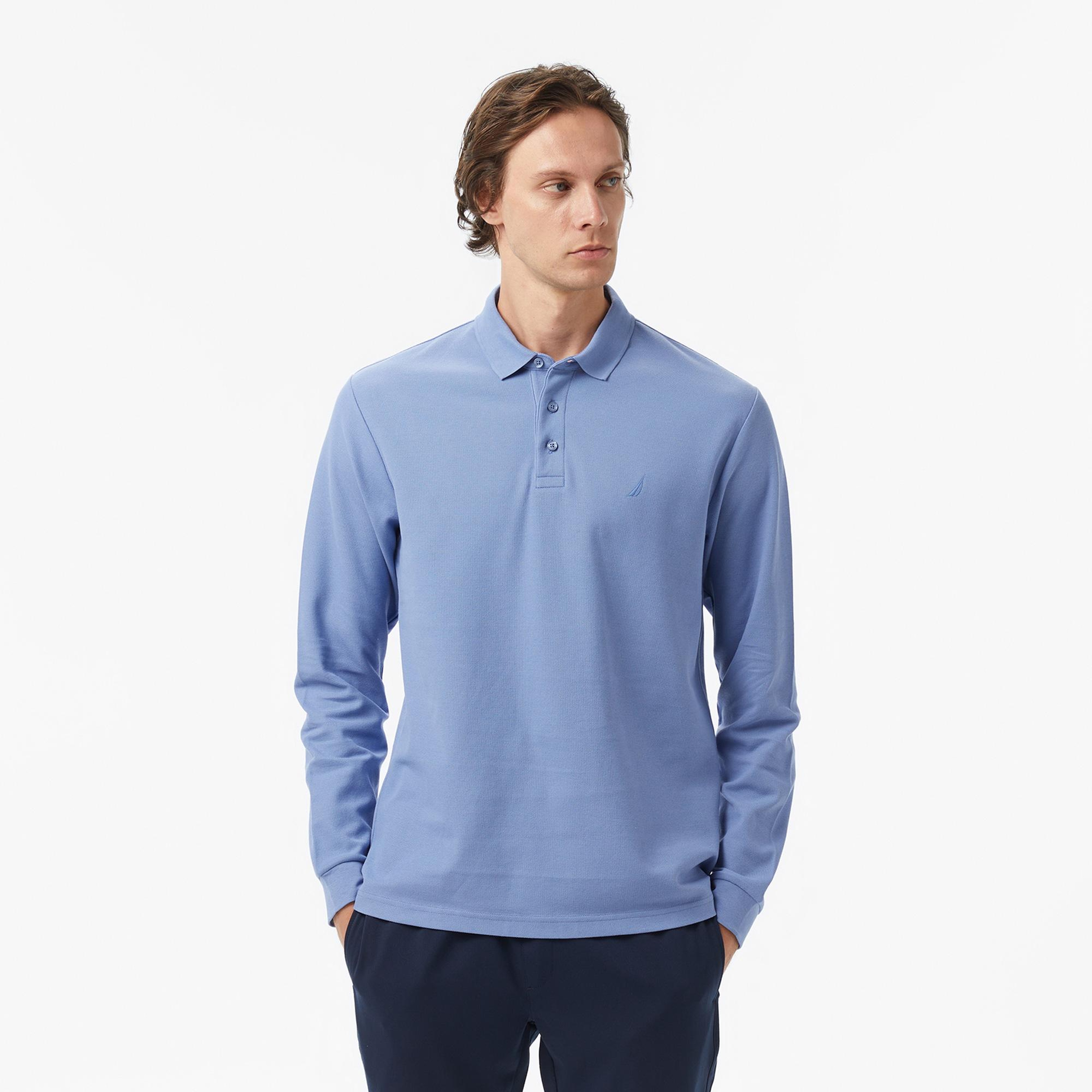 Nautica Erkek Mavi Classic Fit Uzun Kollu Polo Yaka T-Shirt