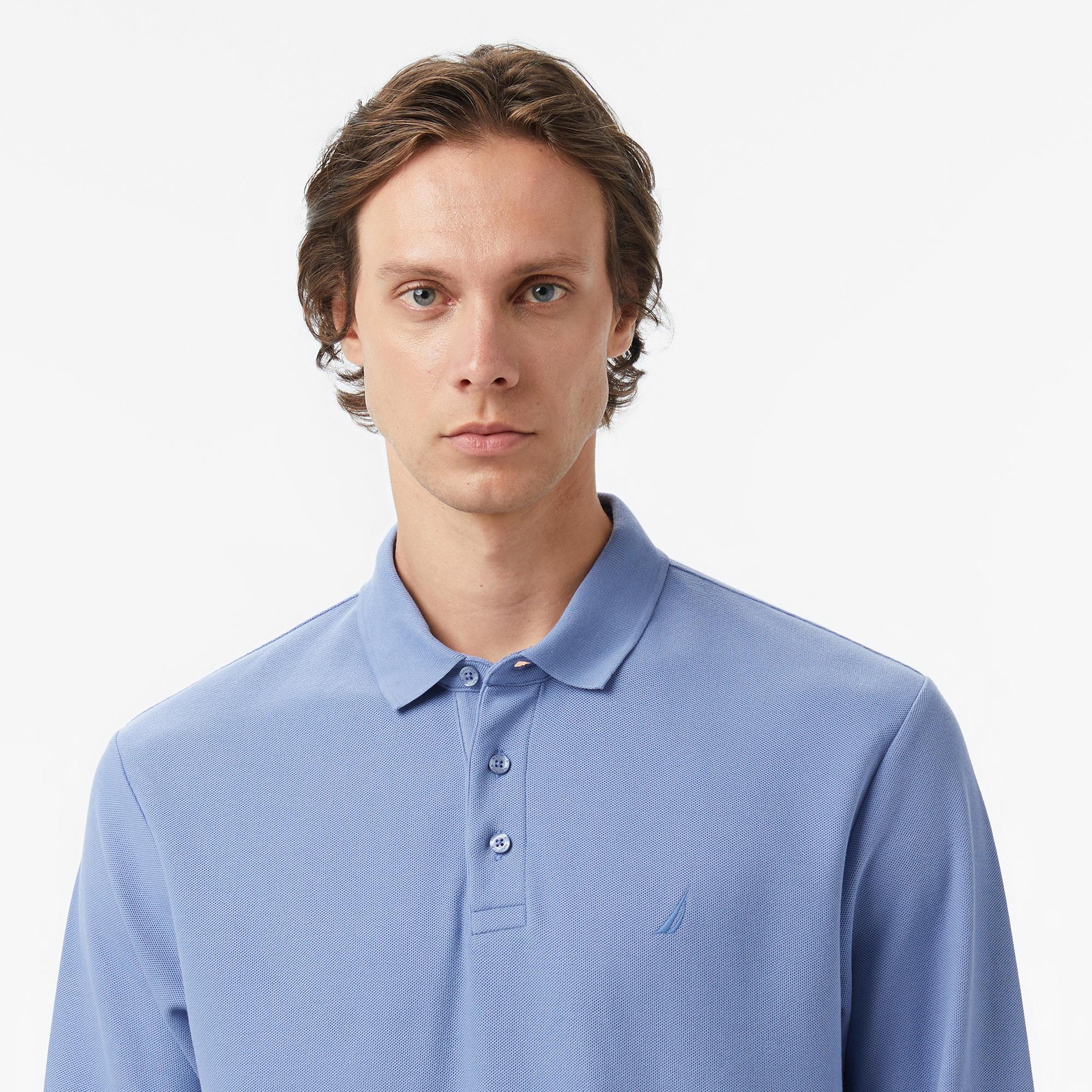 Nautica Erkek Mavi Classic Fit Uzun Kollu Polo Yaka T-Shirt