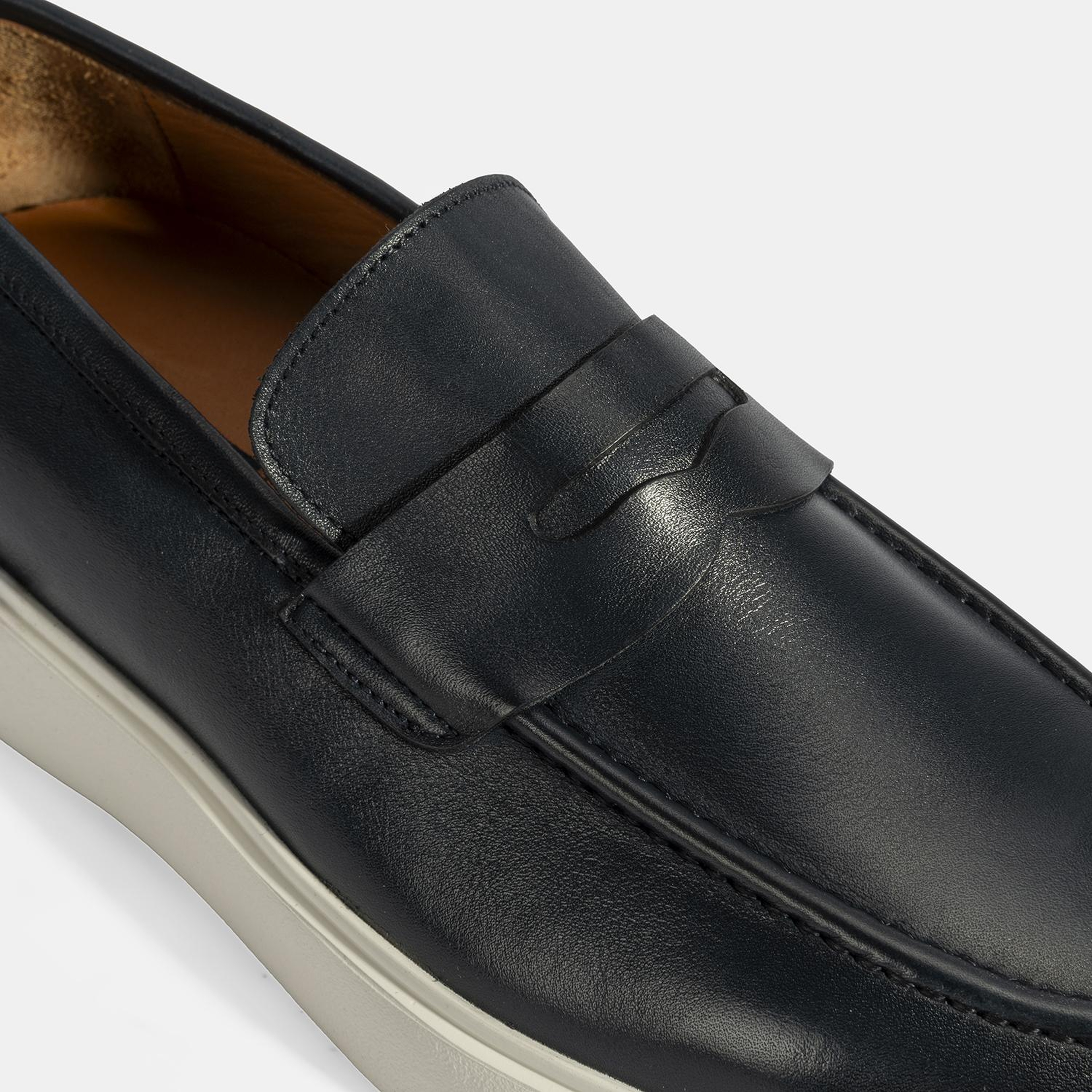 Erkek Lacivert Deri Loafer