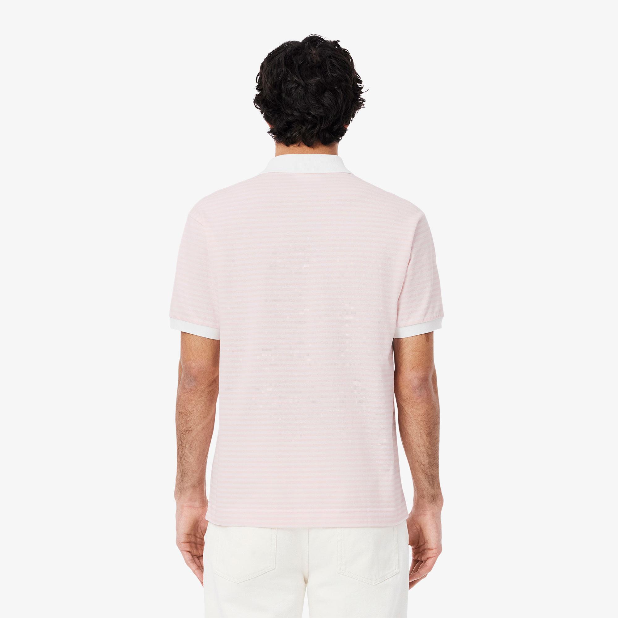 Lacoste L.12.12 Erkek Classic Fit Çizgili Pembe Polo