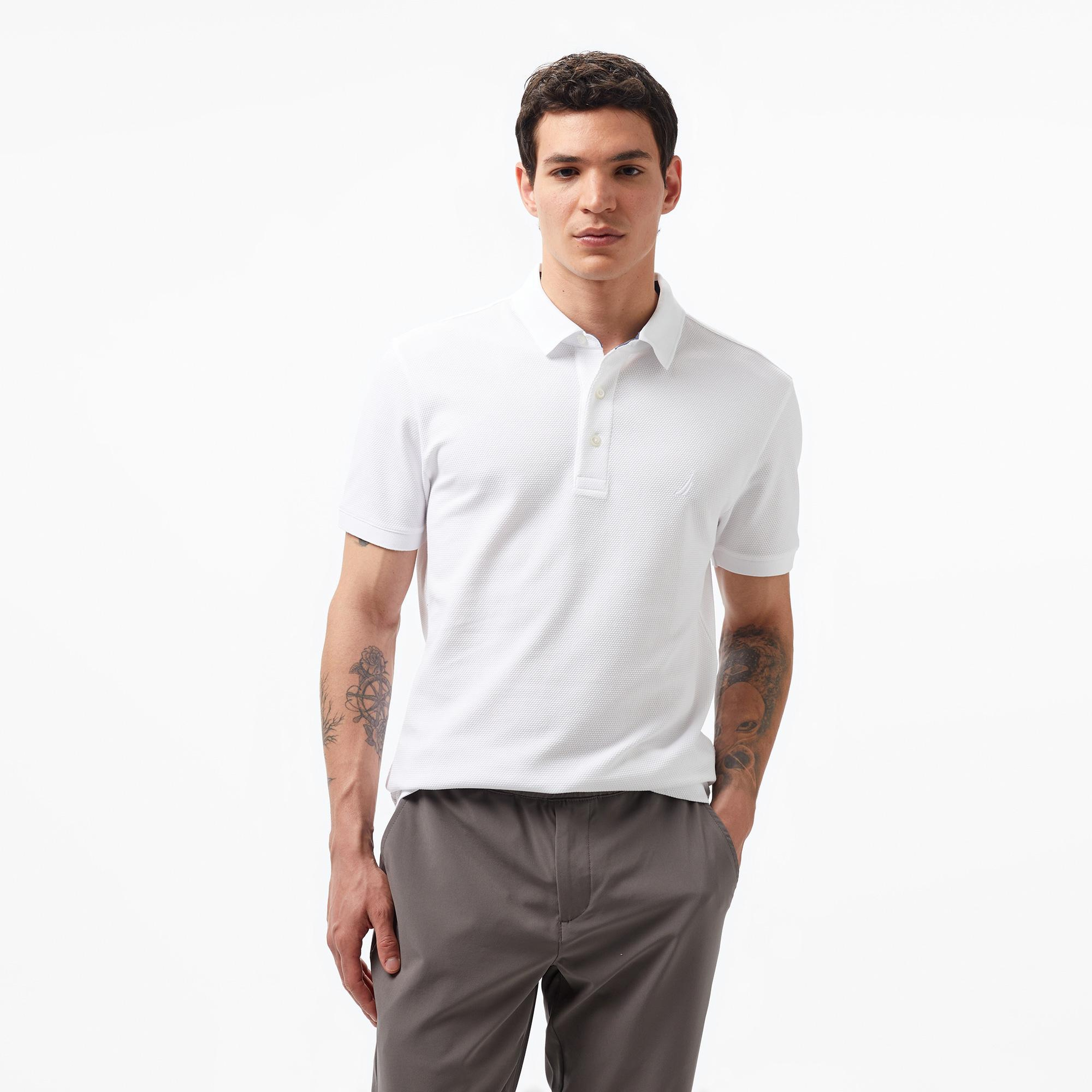 Nautica Erkek Beyaz Slim Fit Kısa Kollu Polo Yaka T-Shirt