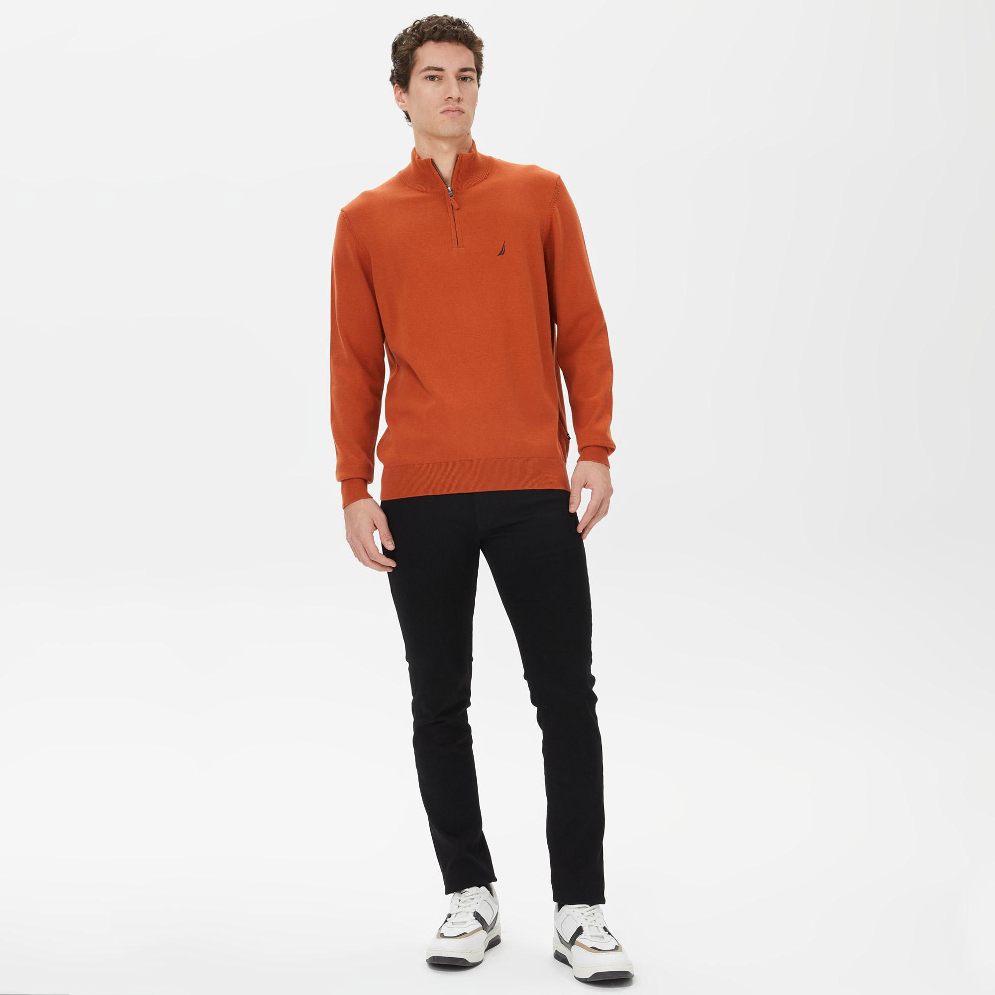 Nautica Erkek Turuncu Standart Fit Dik Yakalı Kazak