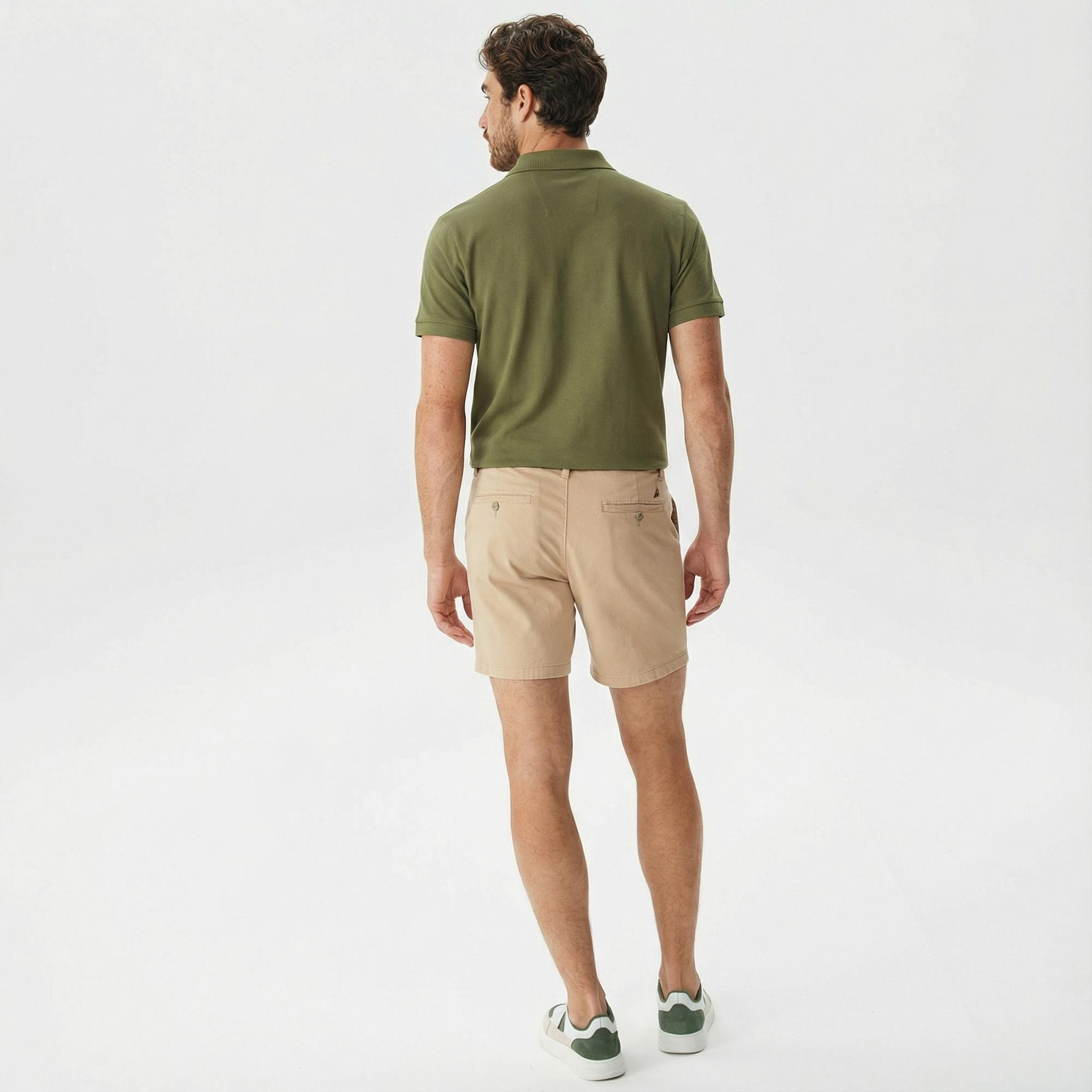 Nautica Erkek Bej Slim Fit Bermuda Şort