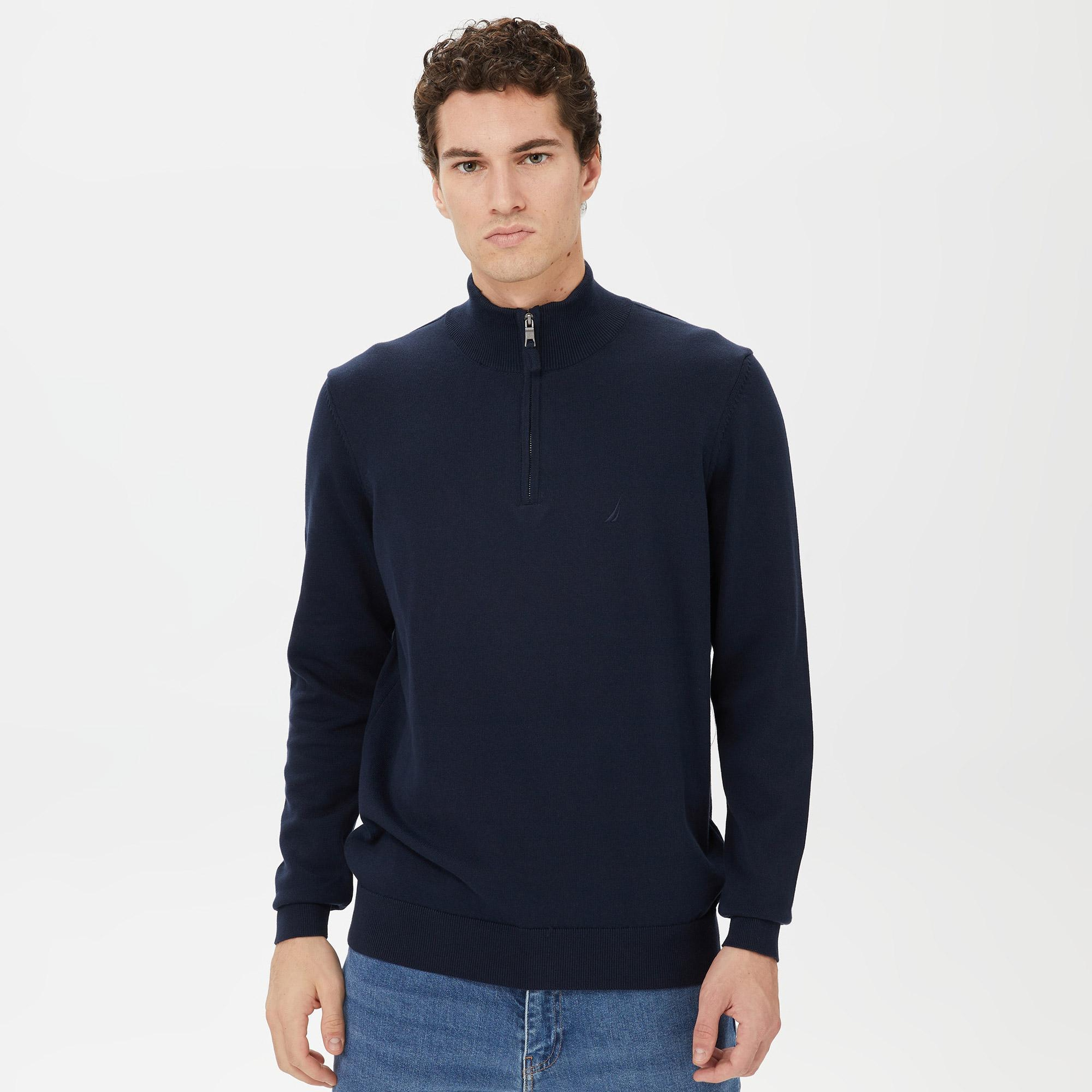 Nautica Erkek Lacivert Standart Fit Dik Yakalı Kazak