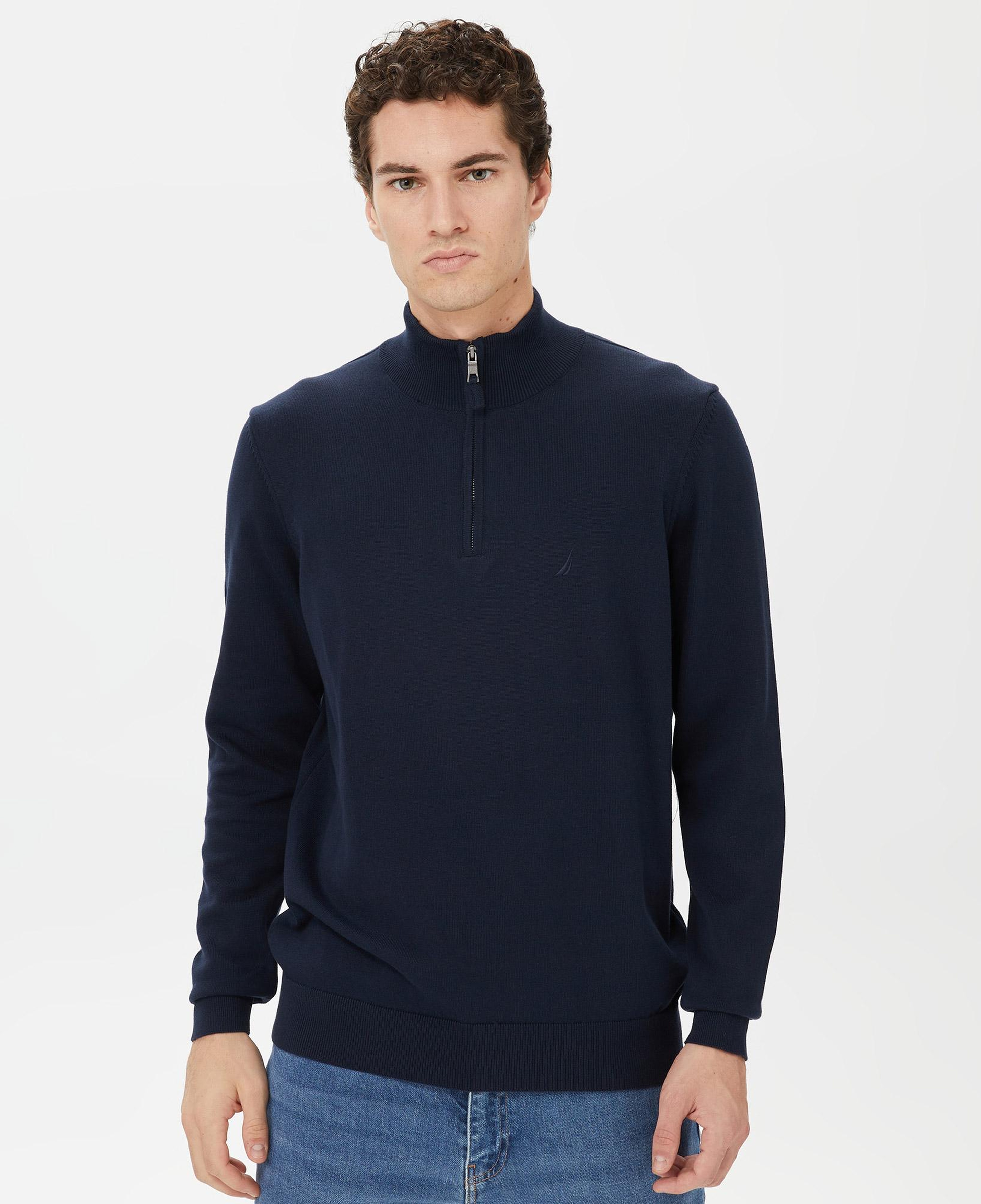 Nautica Erkek Lacivert Standart Fit Dik Yakalı Kazak