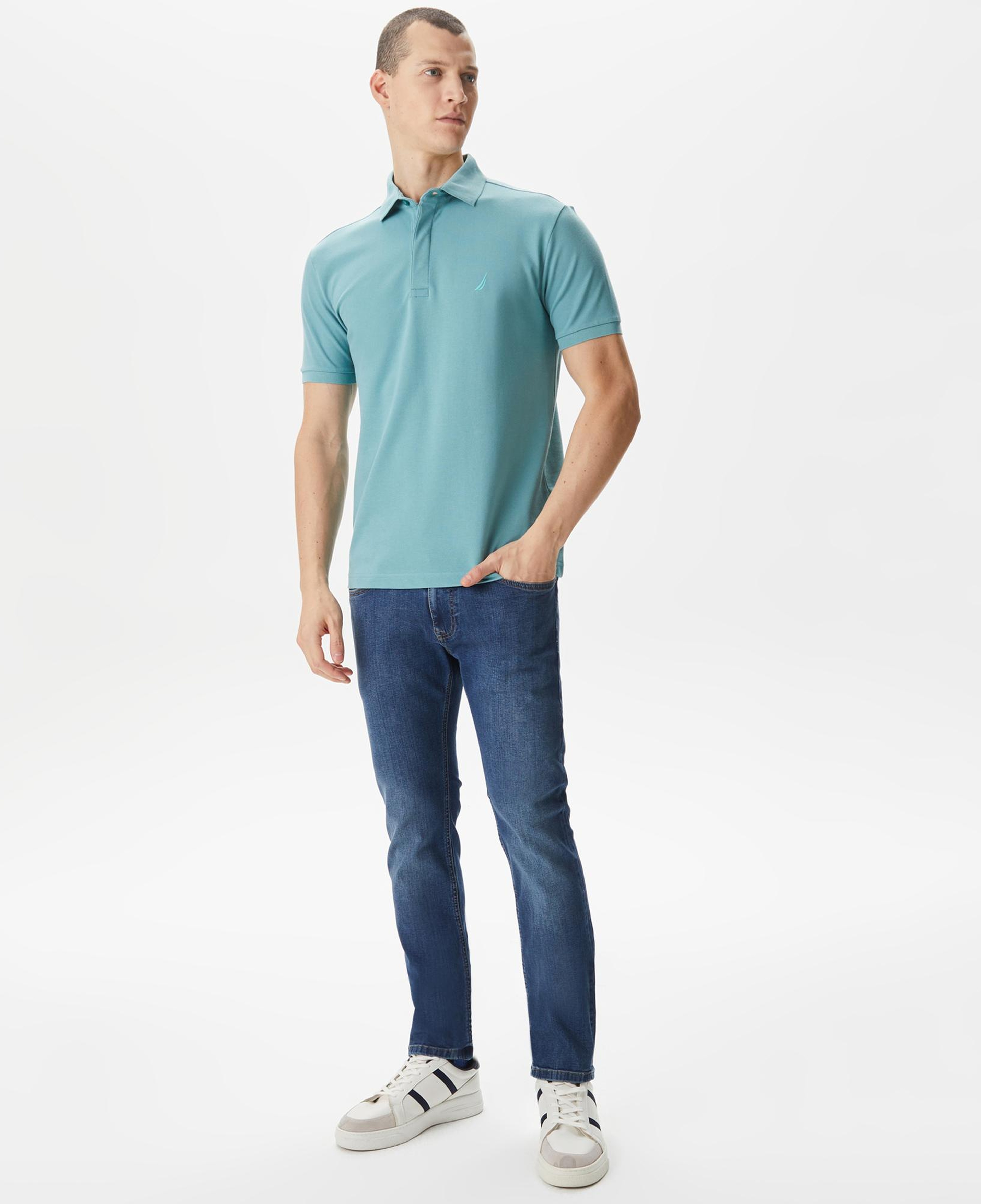 Nautica Erkek Mavi Slim Fit Kısa Kollu Polo Yaka T-Shirt