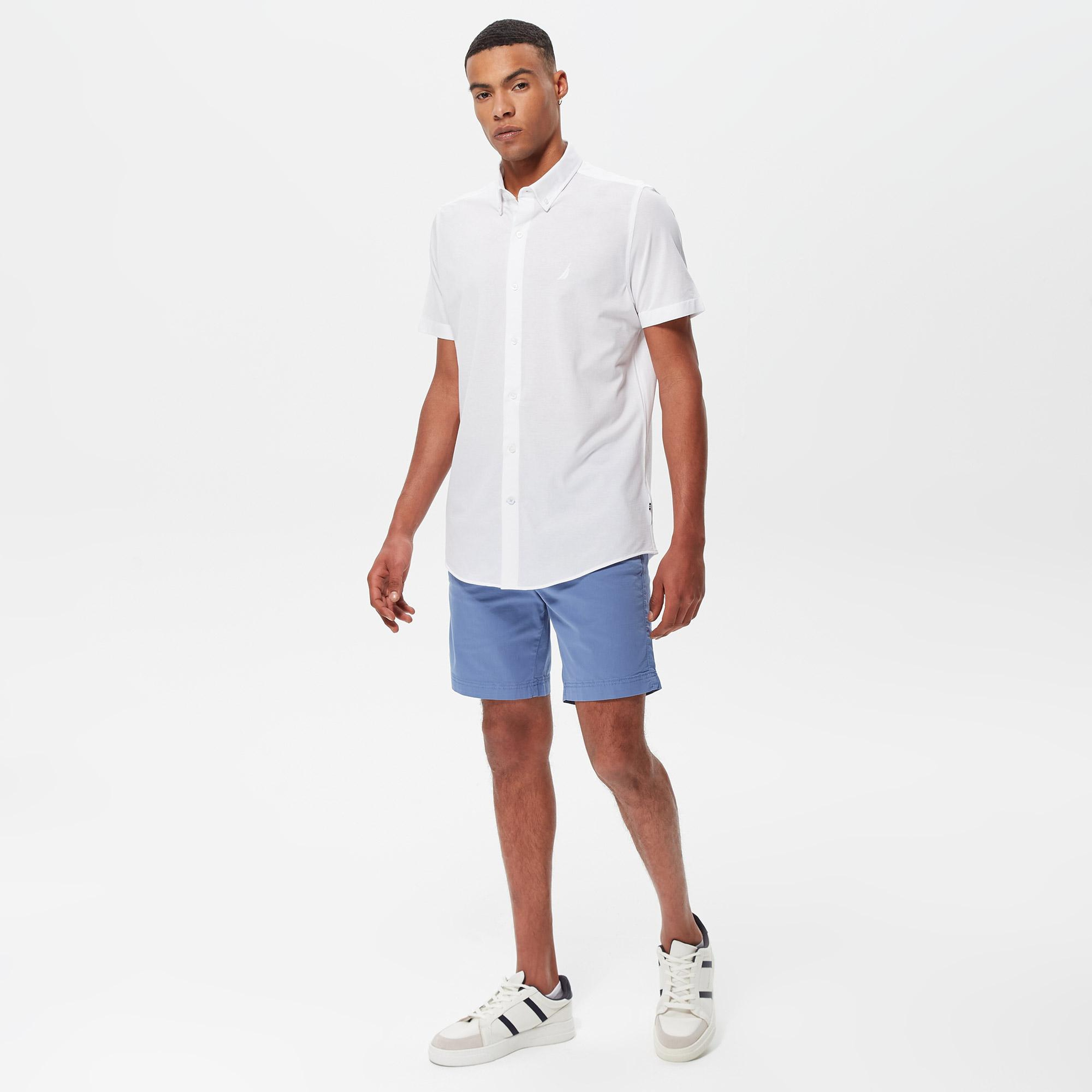 Nautica Erkek Beyaz Slim Fit Kısa Kollu Gömlek